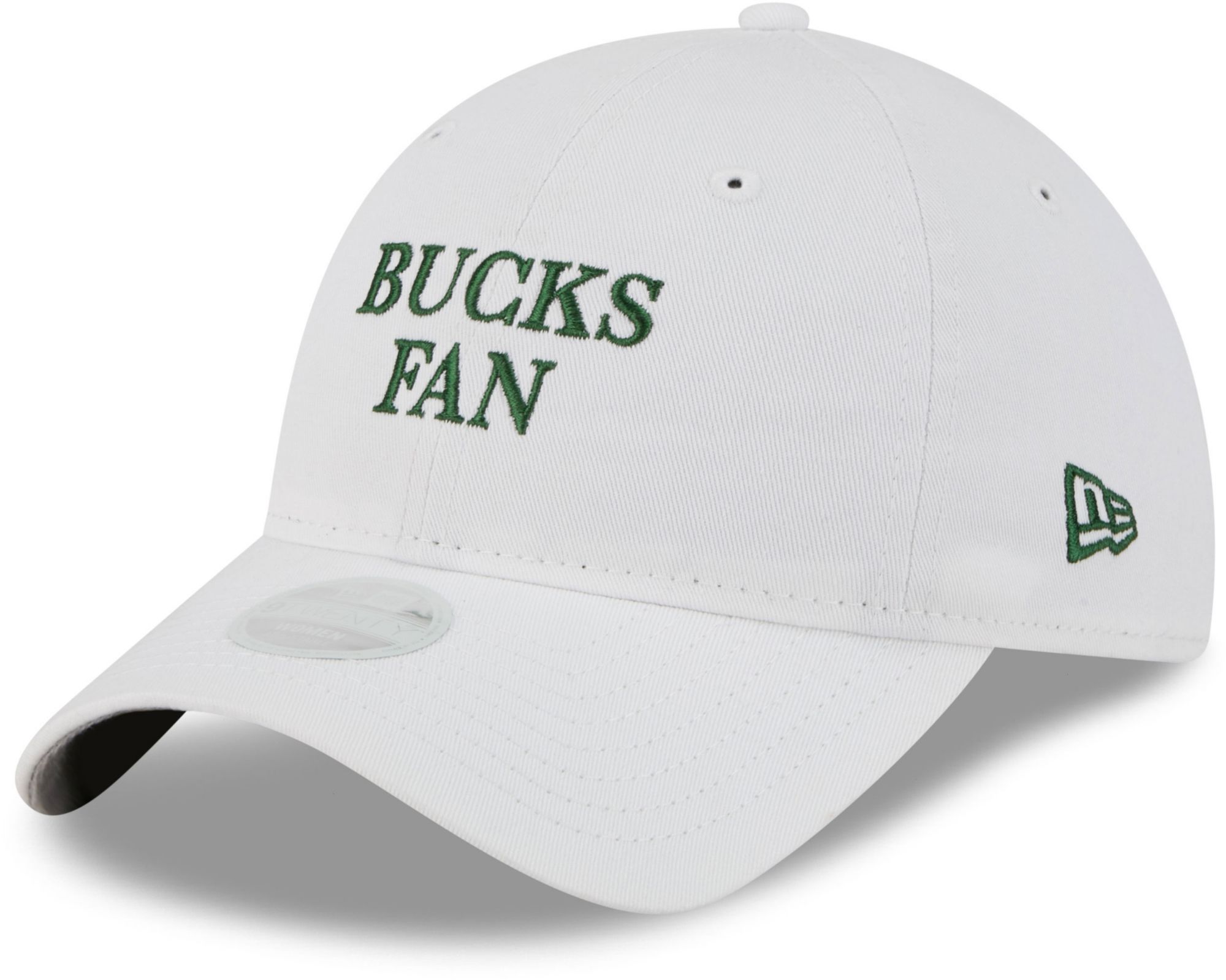 New Era Women's Milwaukee Bucks White Team Fan 9Twenty Adjustable Hat