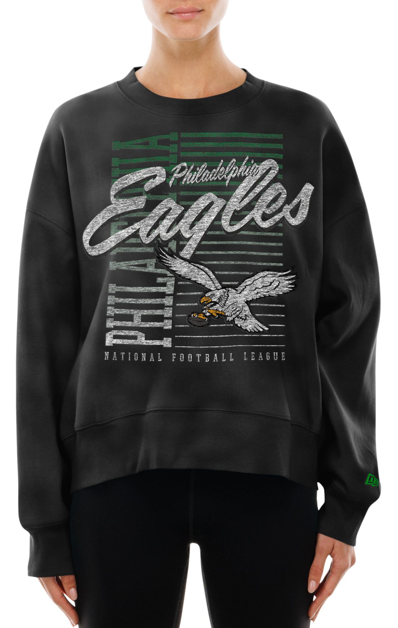 New Era Women's Philadelphia Eagles Black Washed Crewneck Sweatshirt
