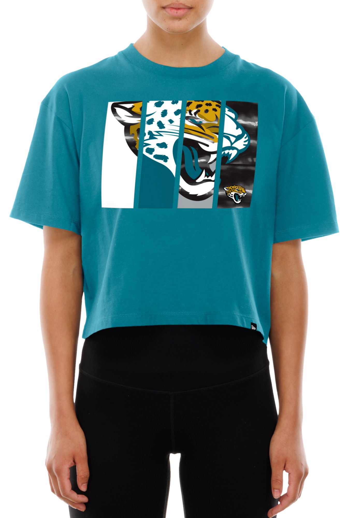 New Era Women's Jacksonville Jaguars Turquoise Panel Boxy T-Shirt