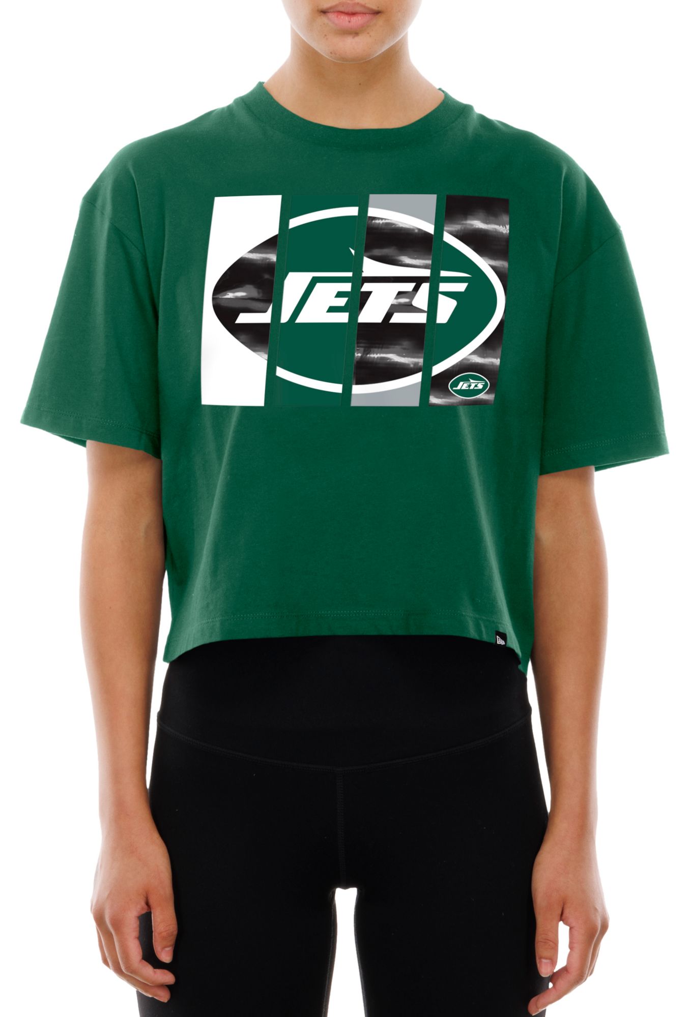New Era Women's New York Jets Green Panel Boxy T-Shirt
