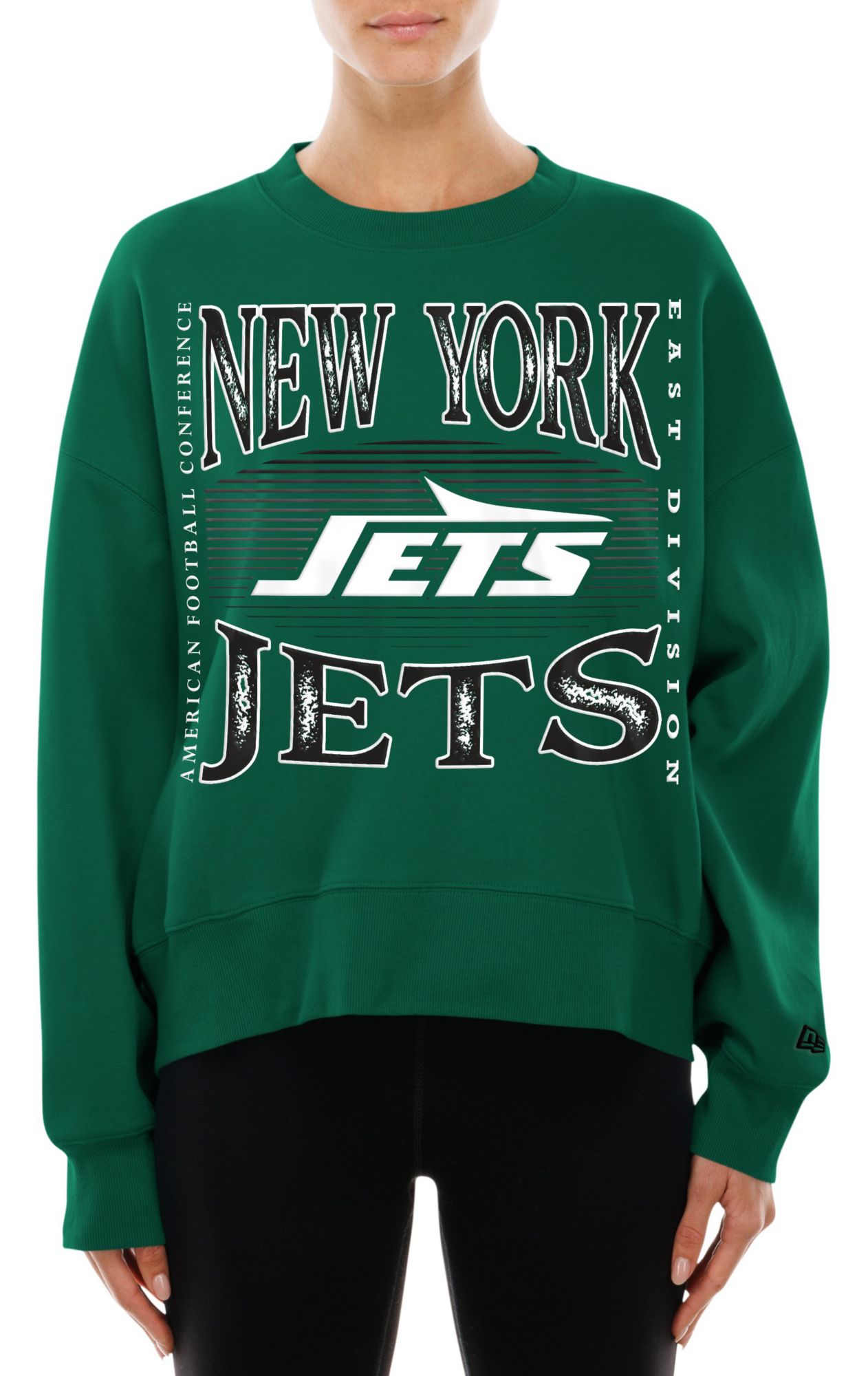 New Era Women's New York Jets Medium Green Tech Crew Pullover Sweatshirt