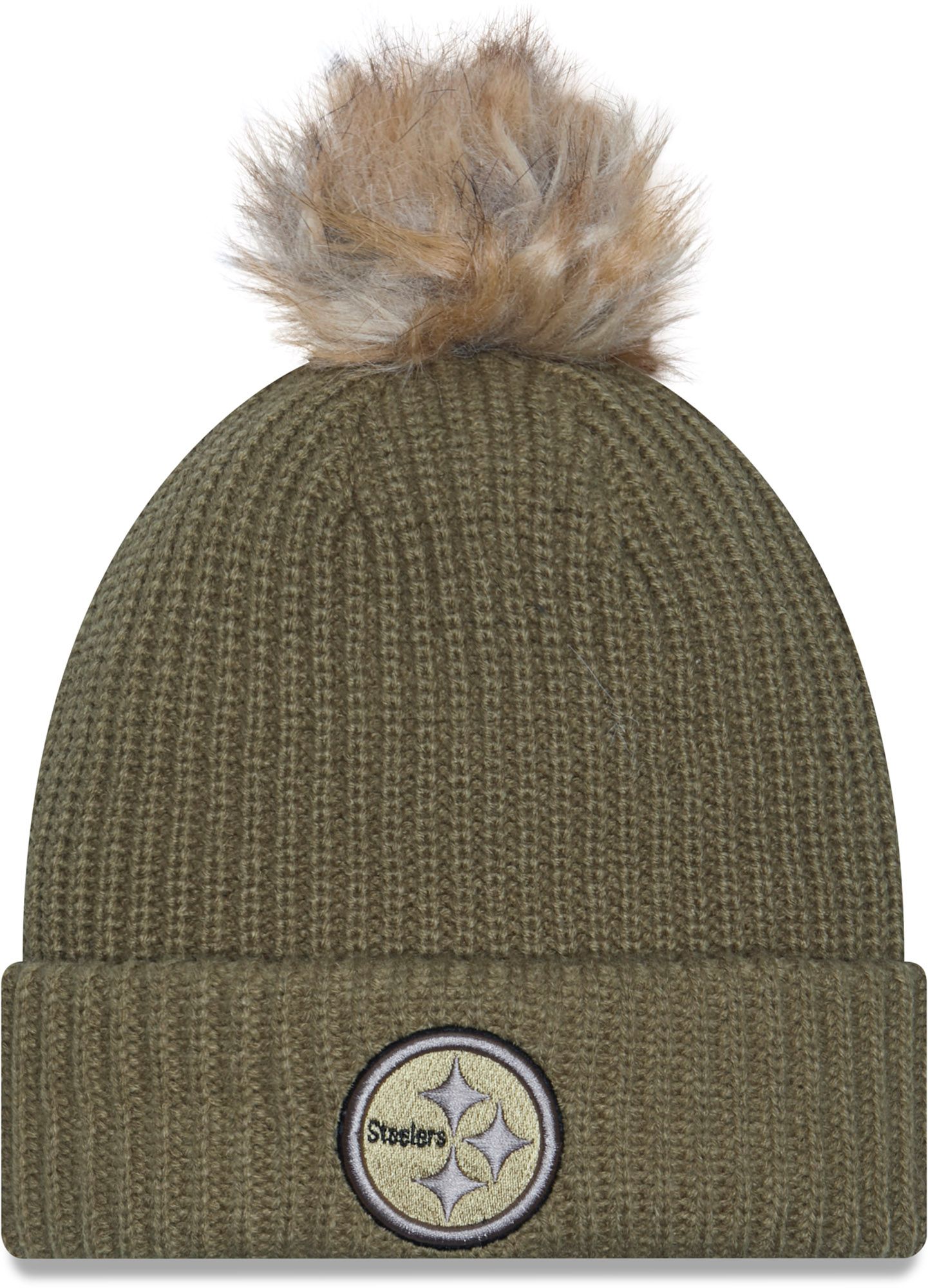 New Era Women's Pittsburgh Steelers Salute To Service 2025 Dark Moss Knit Beanie