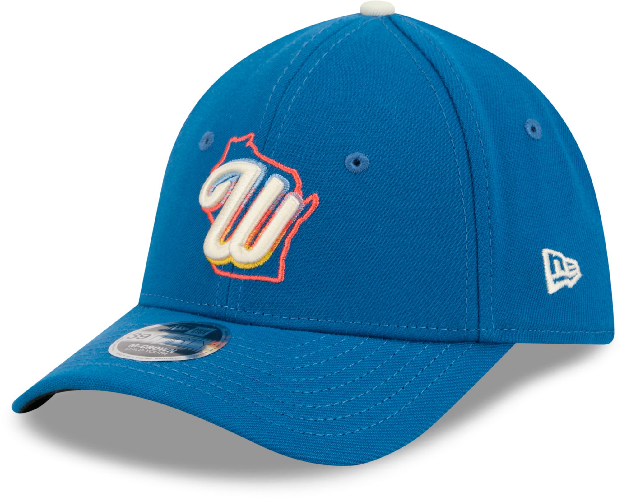 New Era Youth Milwaukee Brewers Blue 2026 City Connect 39Thirty M-Crown Stretch Fit Hat