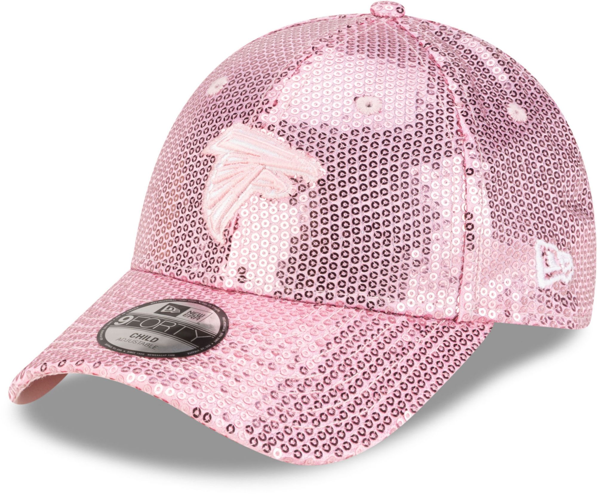 New Era Youth Atlanta Falcons Pink Sequin 9Forty Adjustable Hat