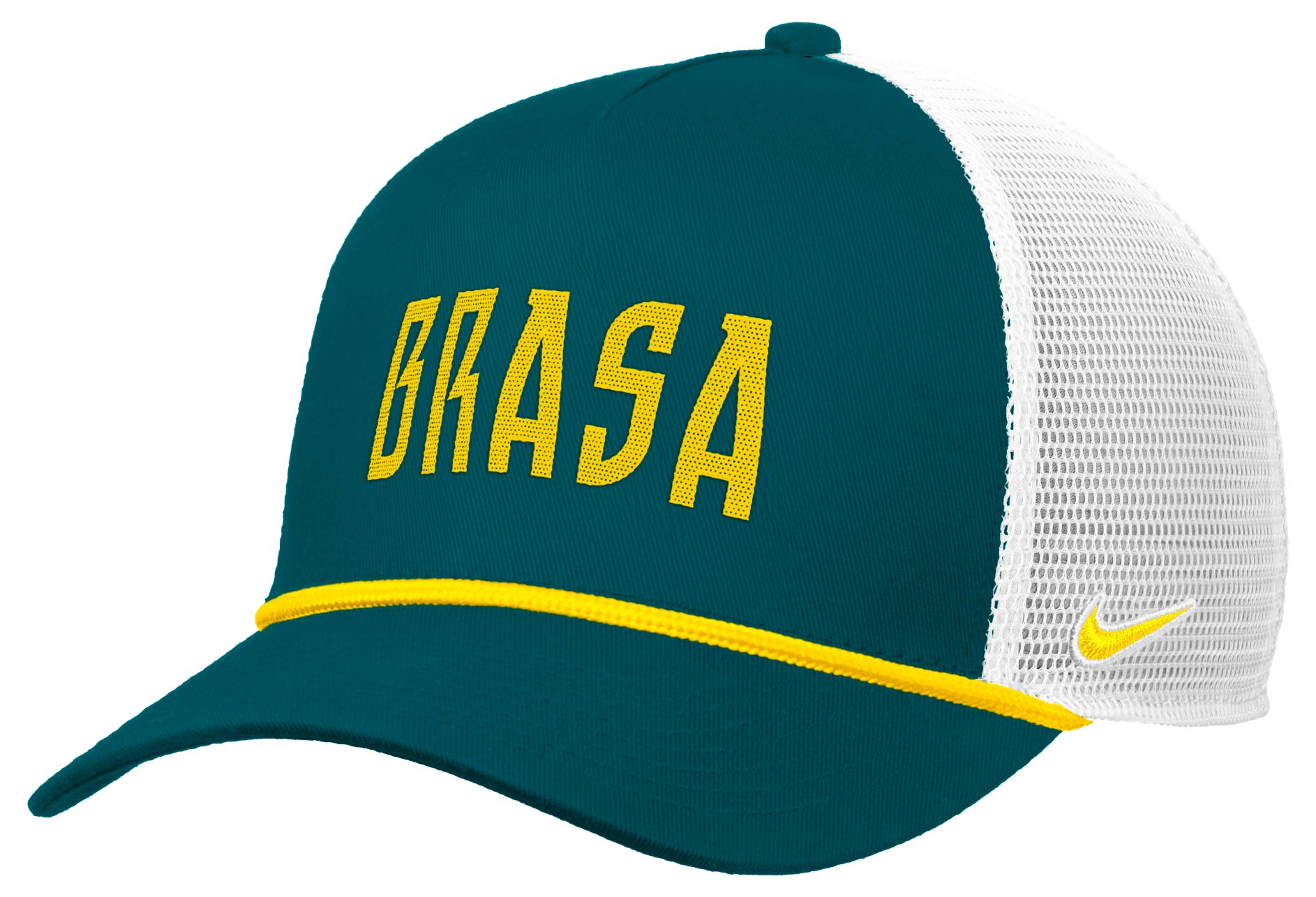 Nike Adult Brazil 2026 Green Wordmark Adjustable Trucker Hat