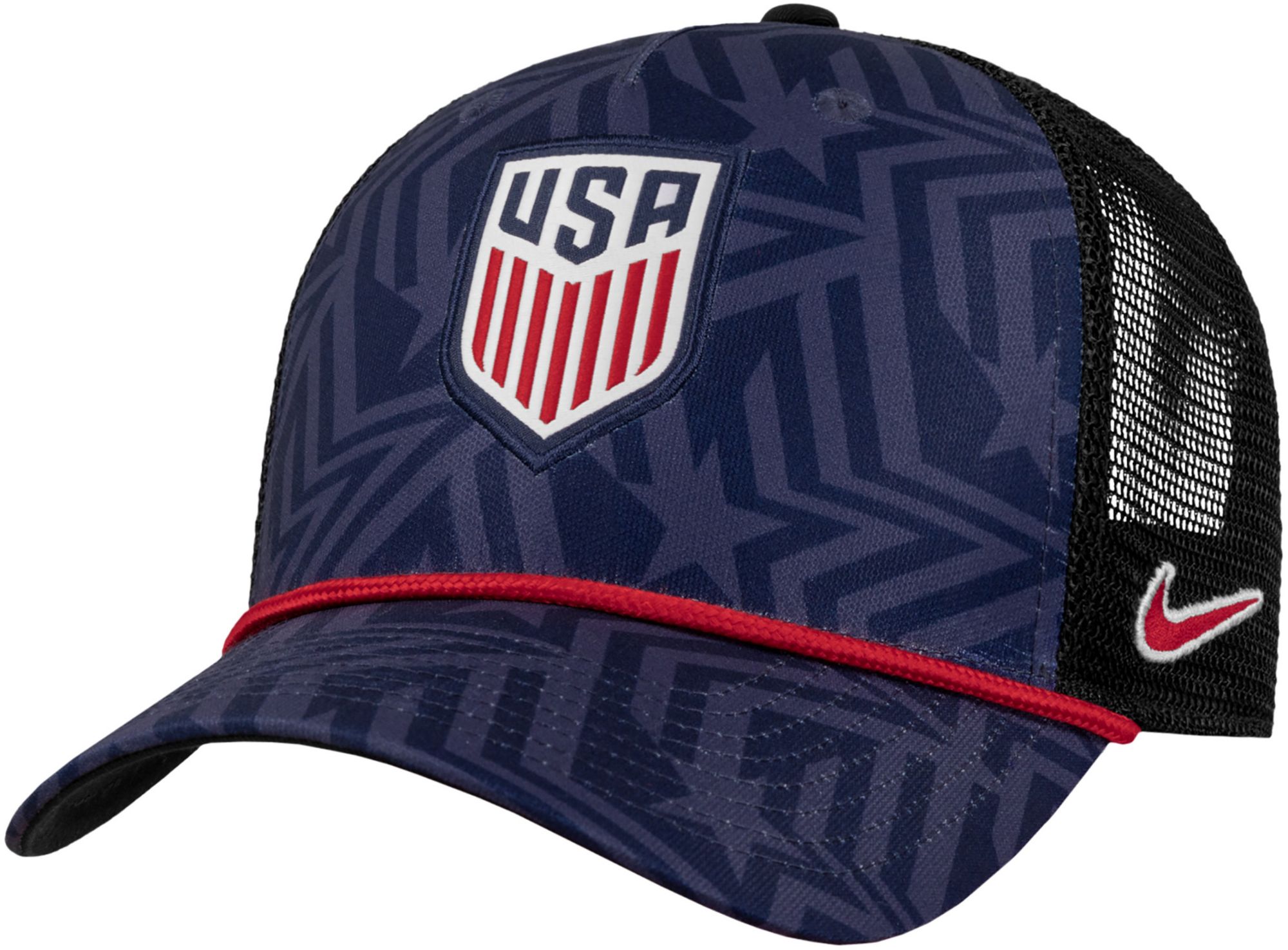 Nike Adult USMNT Navy 2026 Team Crest Star All-Over Print Trucker Hat
