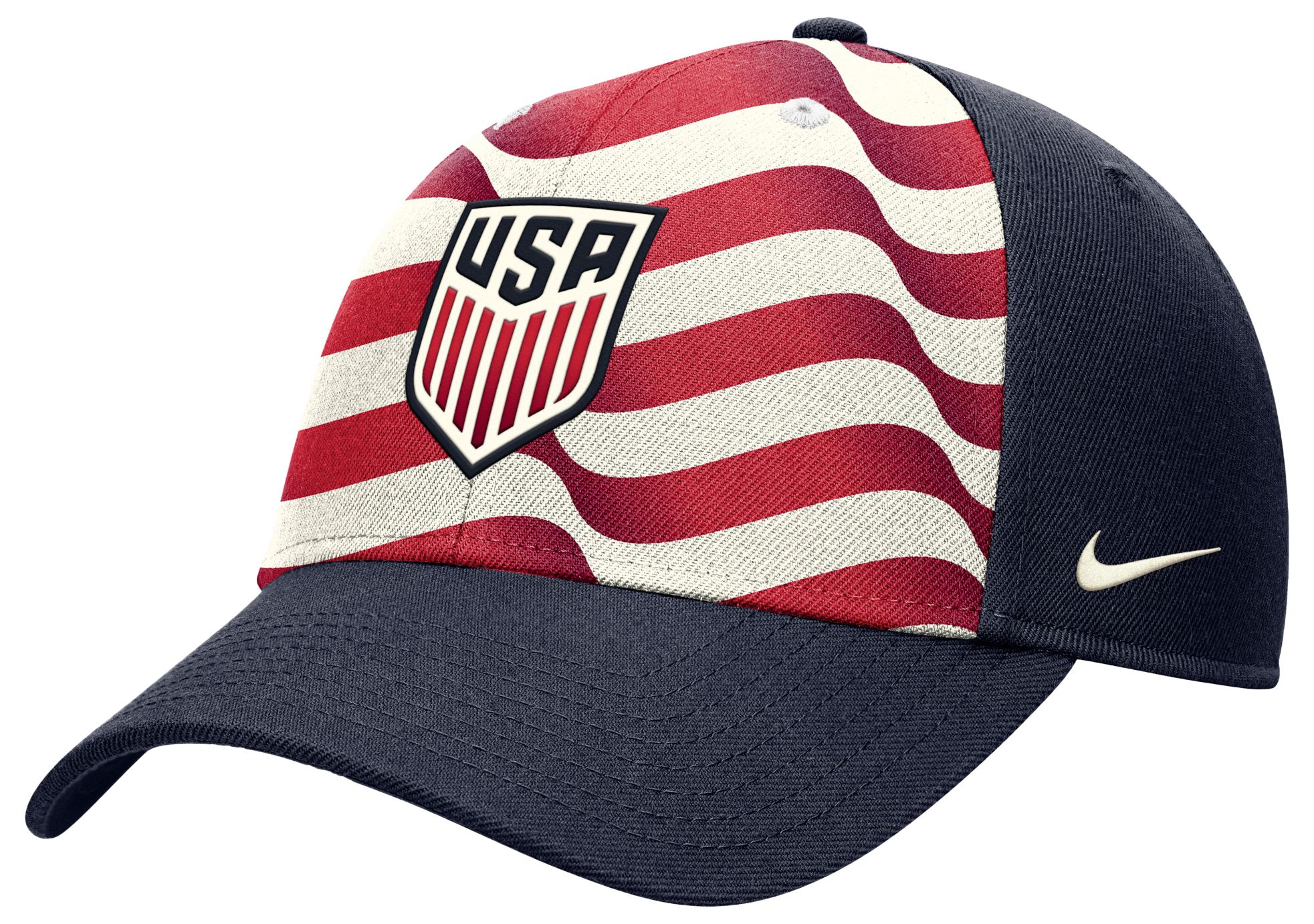 Nike Adult USMNT Red Team Crest Striped Adjustable Hat