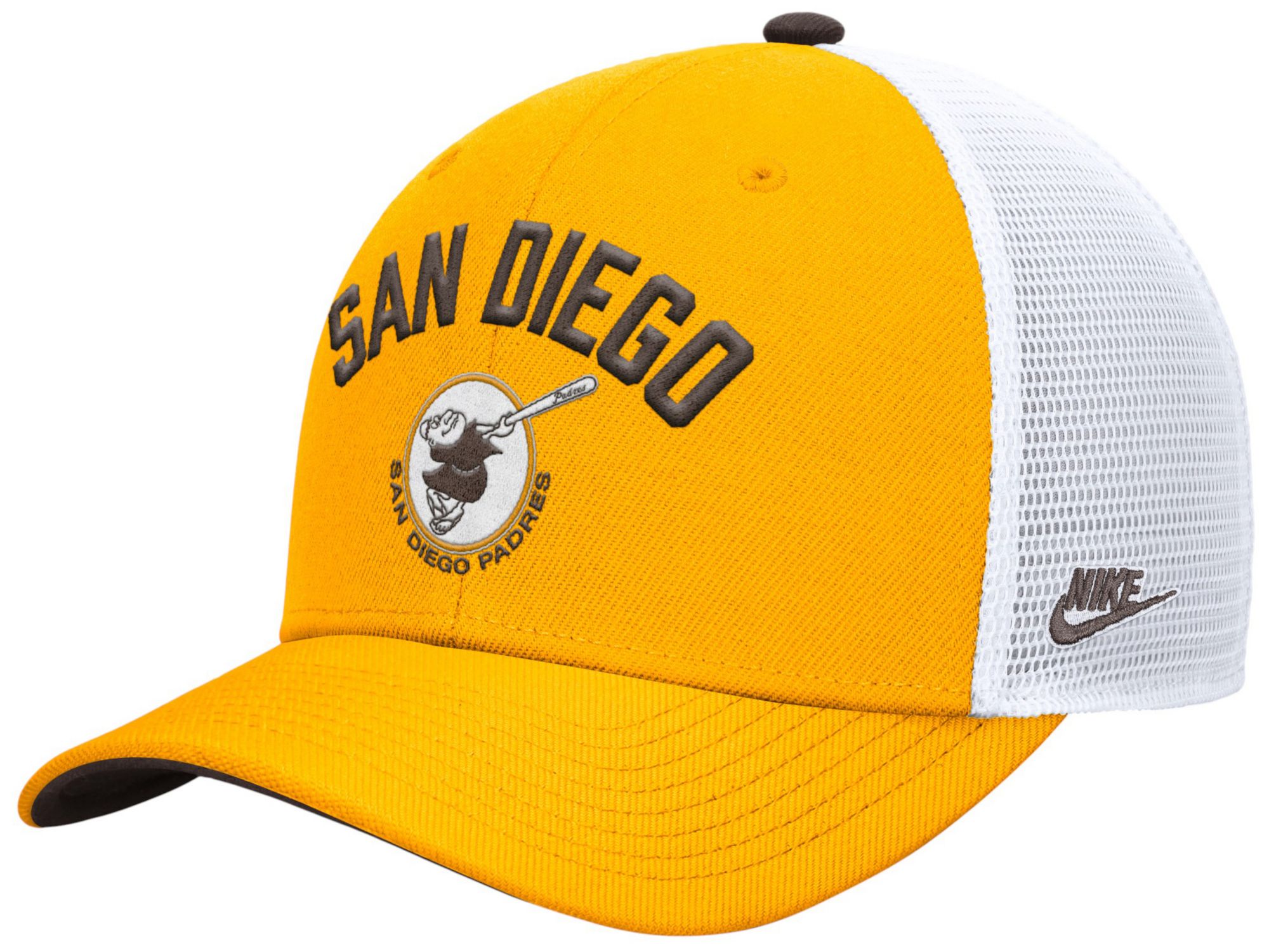 Nike Adult San Diego Padres Yellow Rise Trucker Hat