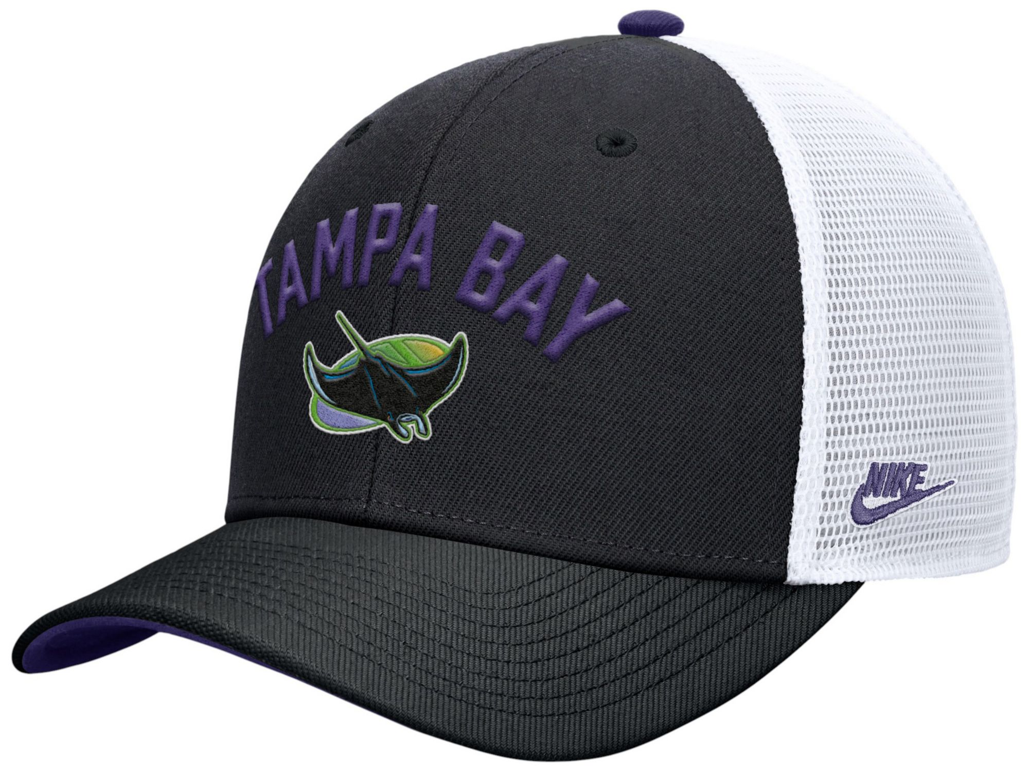 Nike Adult Tampa Bay Rays Black Rise Trucker Hat