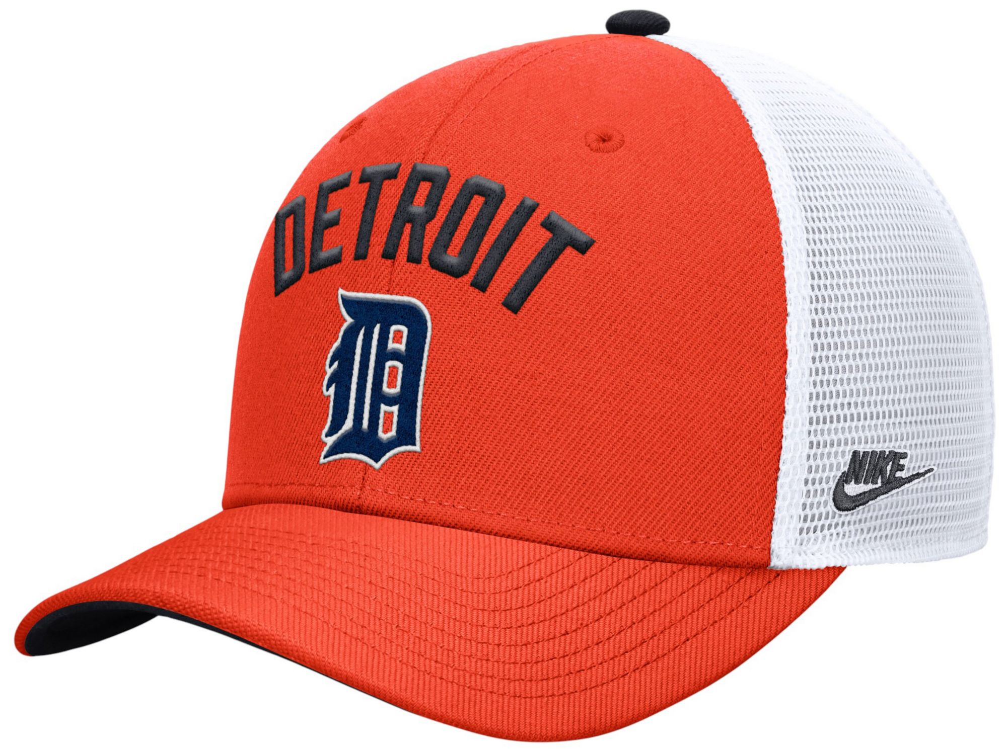 Nike Adult Detroit Tigers Orange Rise Trucker Hat