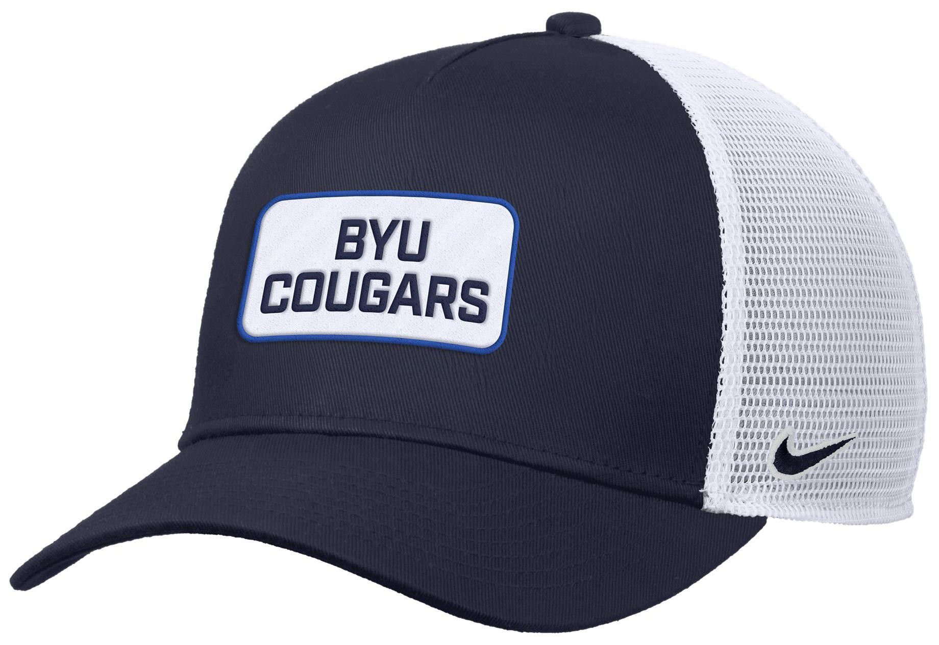 Nike Adult BYU Cougars Navy Rise Twill Patch Trucker Hat