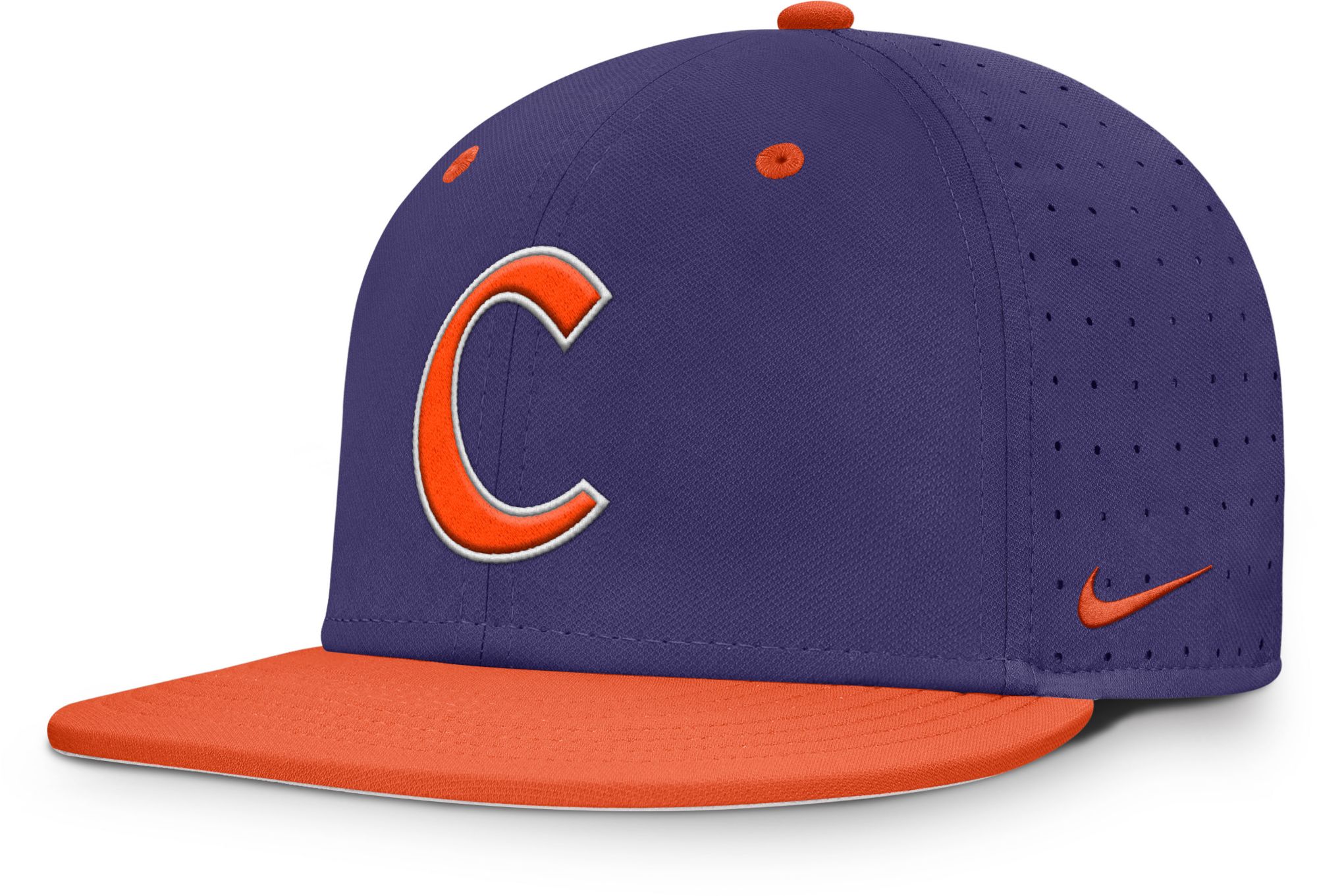 Nike Adult Clemson Tigers Purple/Orange Dri-FIT Aero True Baseball Fitted Hat