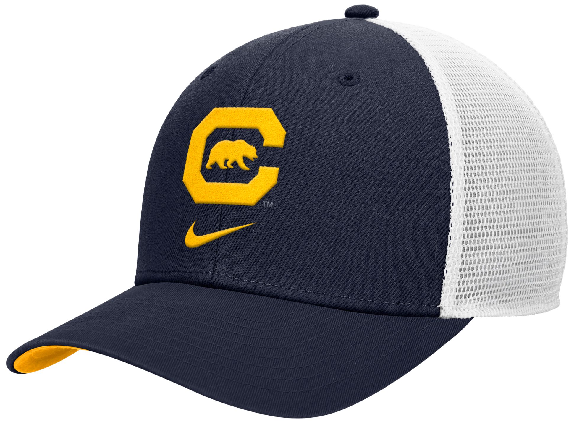 Nike Adult Cal Golden Bears Navy Rise Logo Swoosh Trucker Hat
