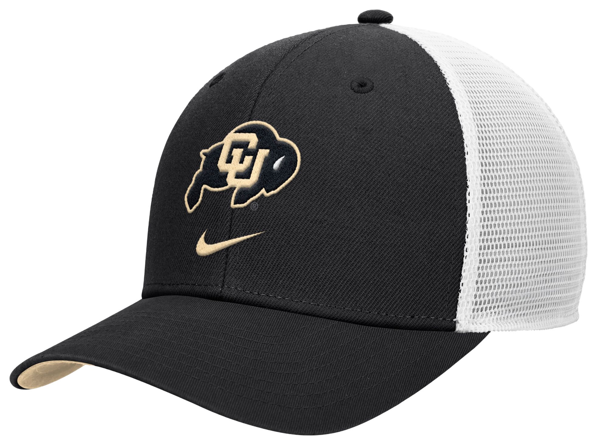 Nike Adult Colorado Buffaloes Black Rise Logo Swoosh Trucker Hat