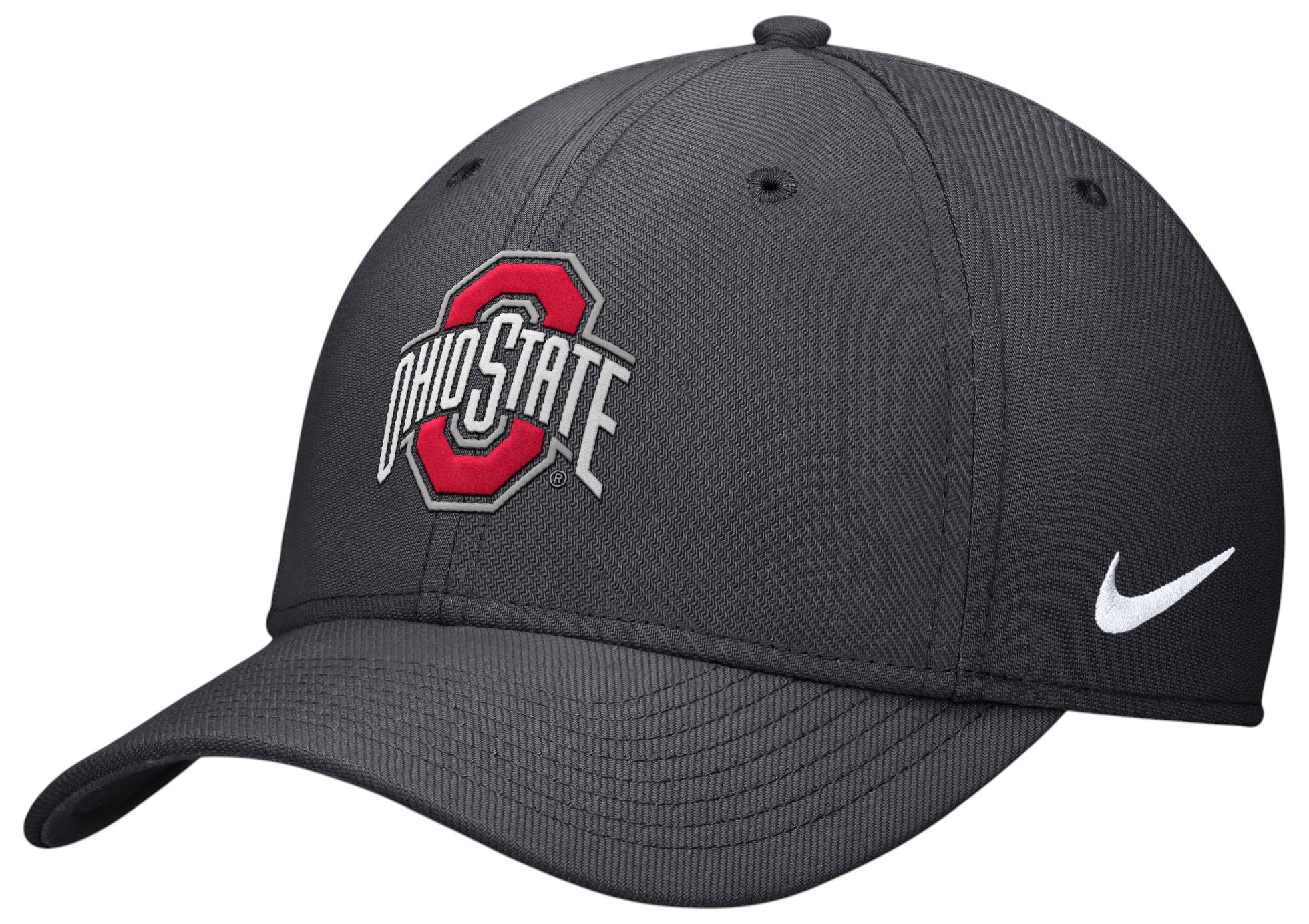 Nike Adult Ohio State Buckeyes Anthracite Structured Logo Swooshflex Hat