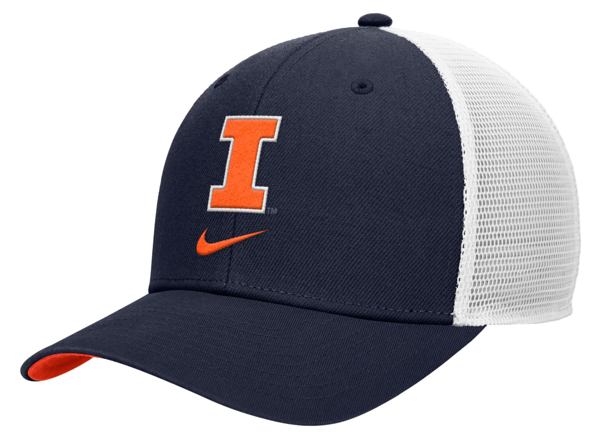 Nike Adult Illinois Fighting Illini Navy Rise Logo Swoosh Trucker Hat