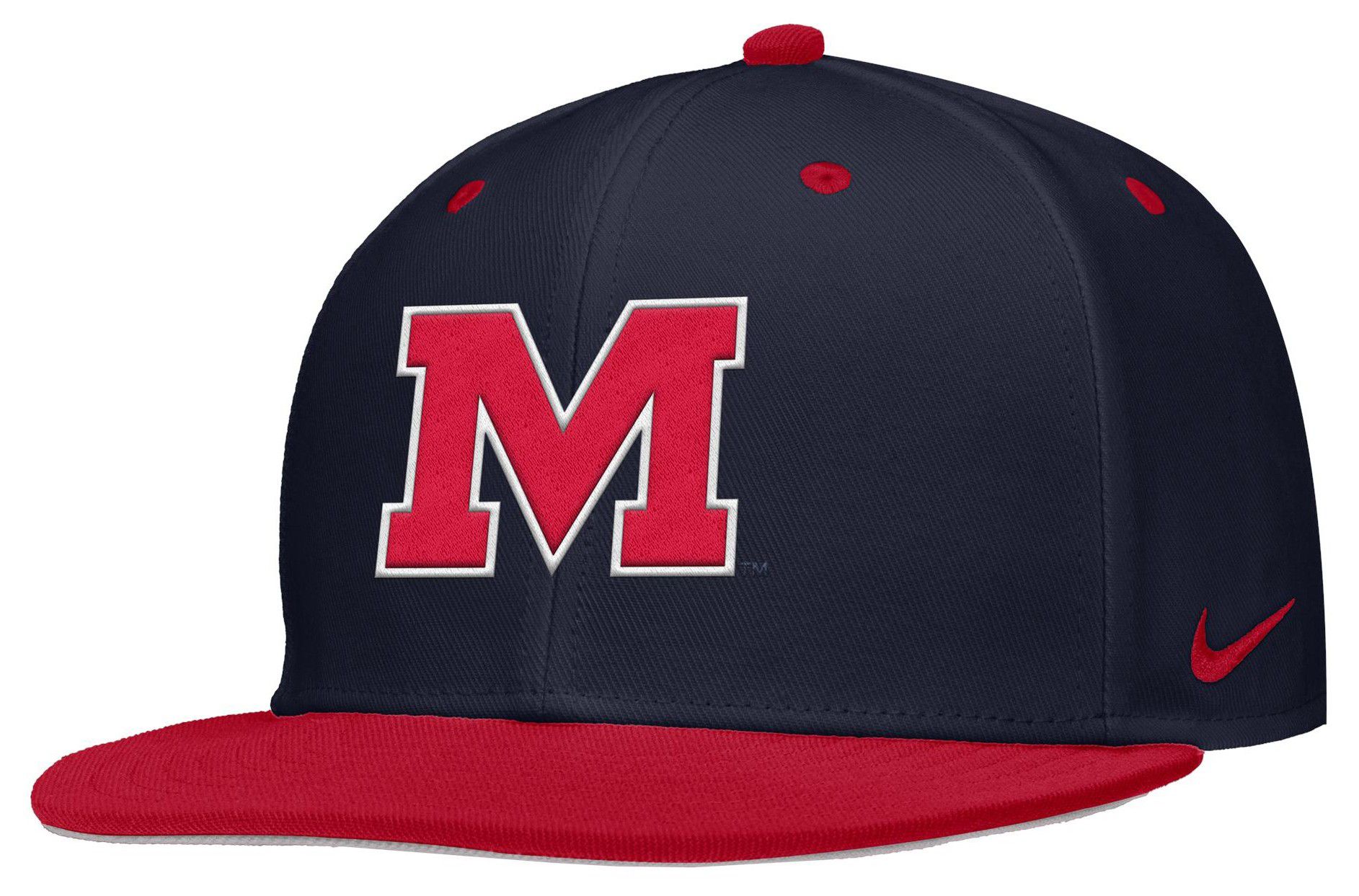 Nike Adult Ole Miss Rebels Navy Aero Fitted Hat