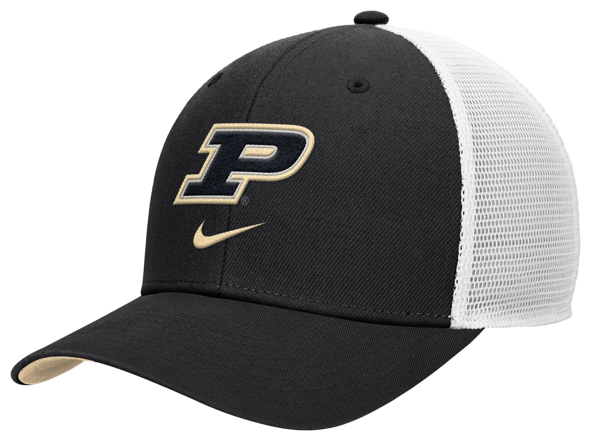 Nike Adult Purdue Boilermakers Black Rise Logo Swoosh Trucker Hat