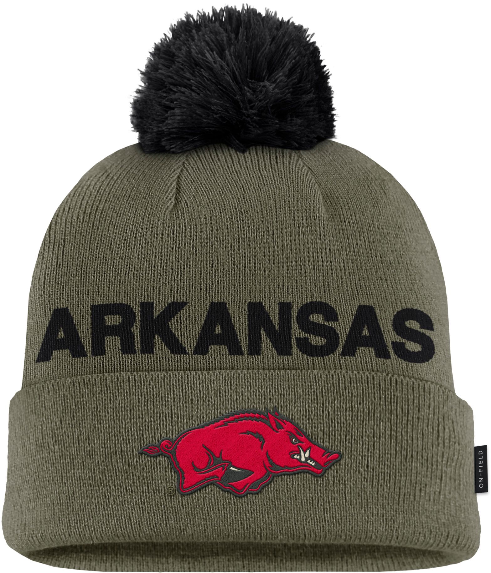 Nike Adult Arkansas Razorbacks Medium Olive 2025 Military Appreciation Knit Beanie