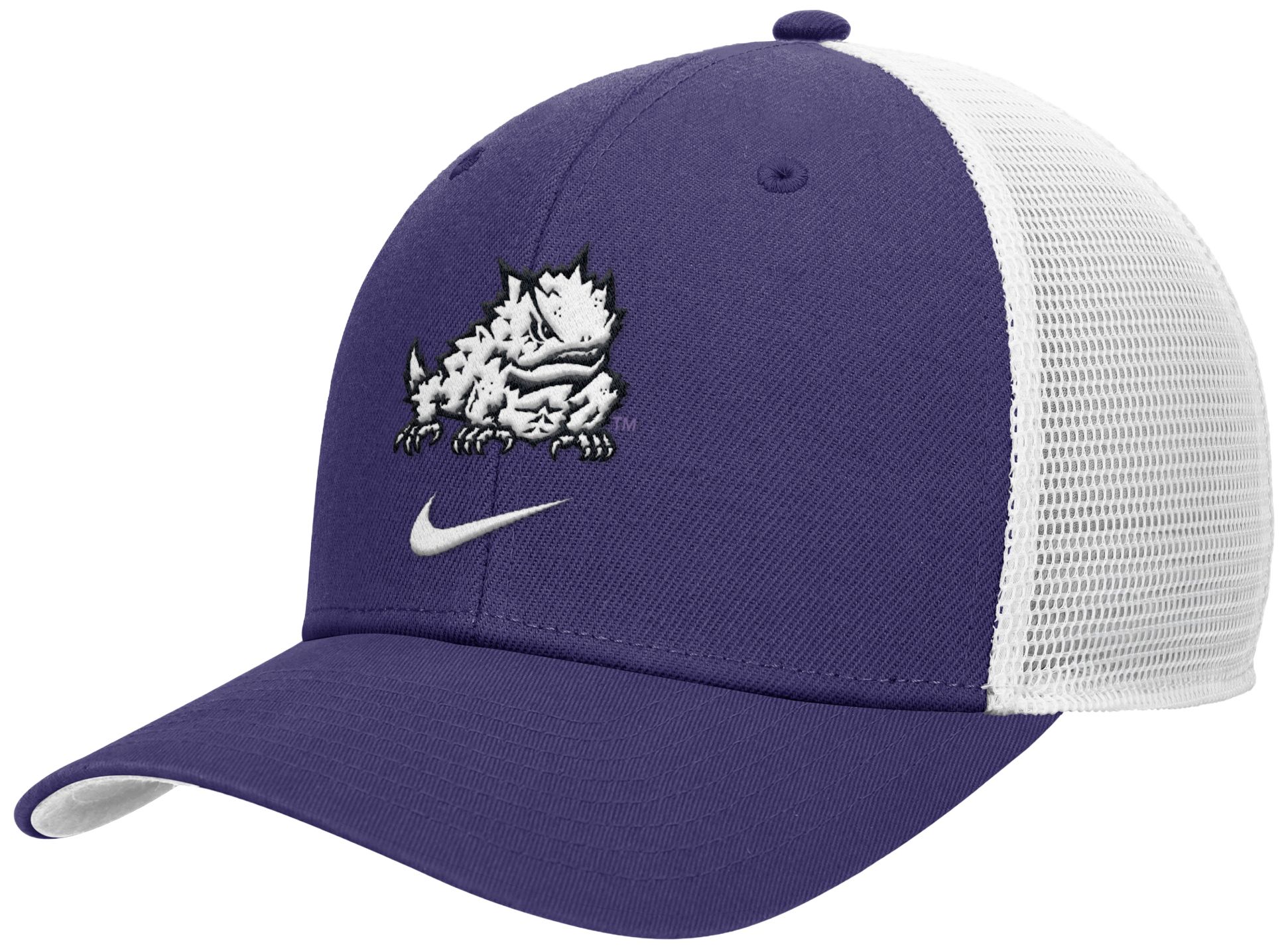 Nike Adult TCU Horned Frogs New Orchid Rise Logo Swoosh Trucker Hat