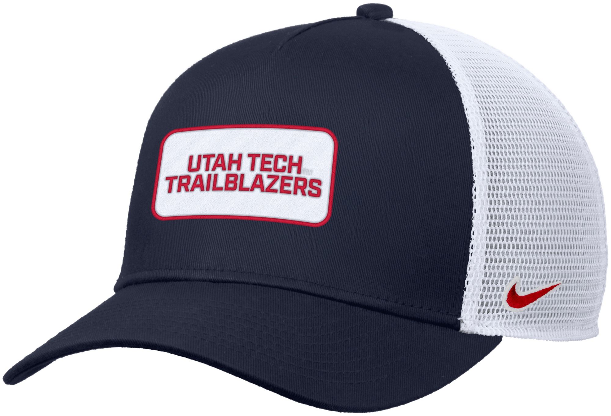 Nike Adult Utah Tech Trailblazers Navy Rise Twill Patch Trucker Hat