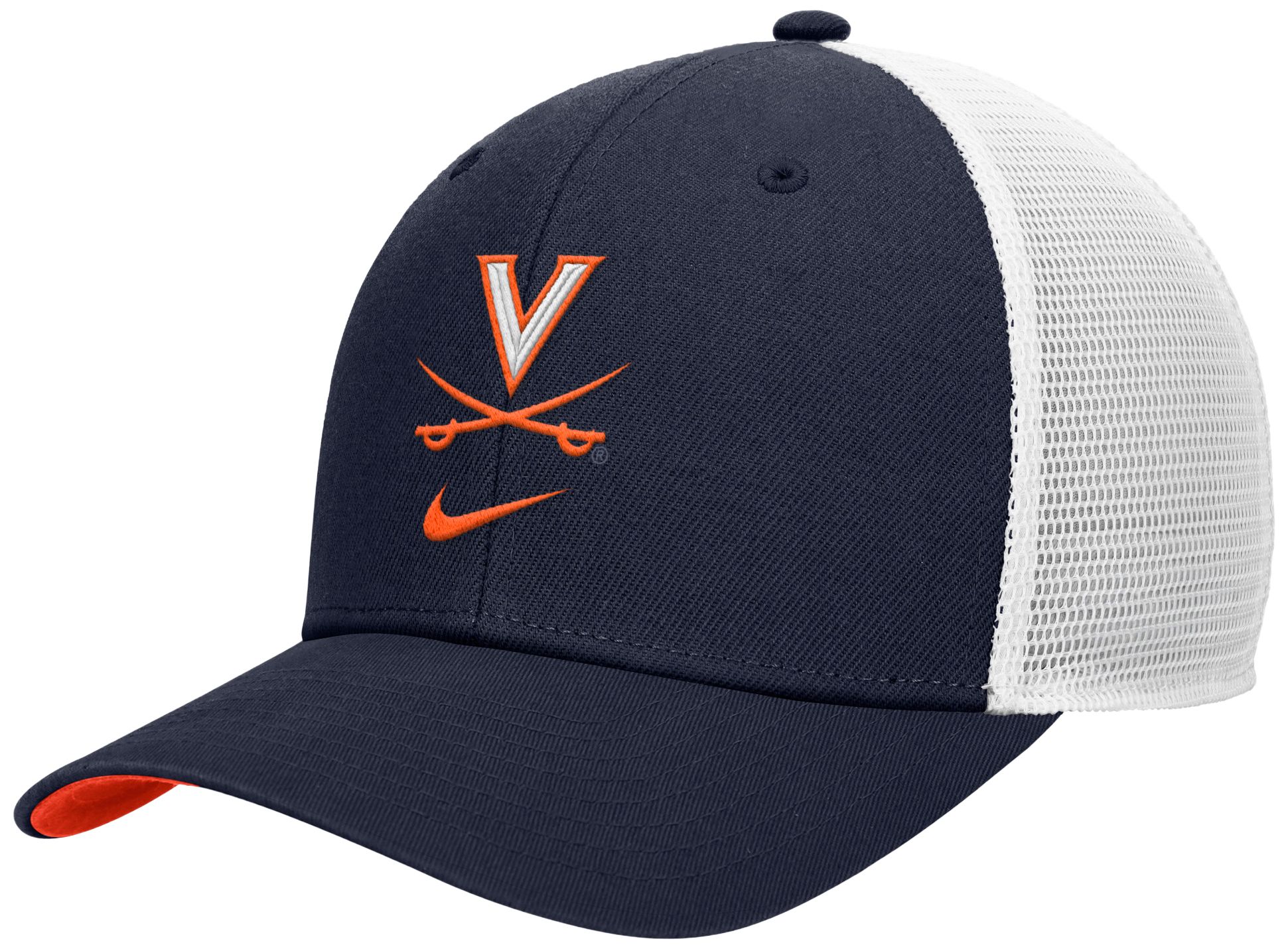 Nike Adult Virginia Cavaliers Navy Rise Logo Swoosh Trucker Hat