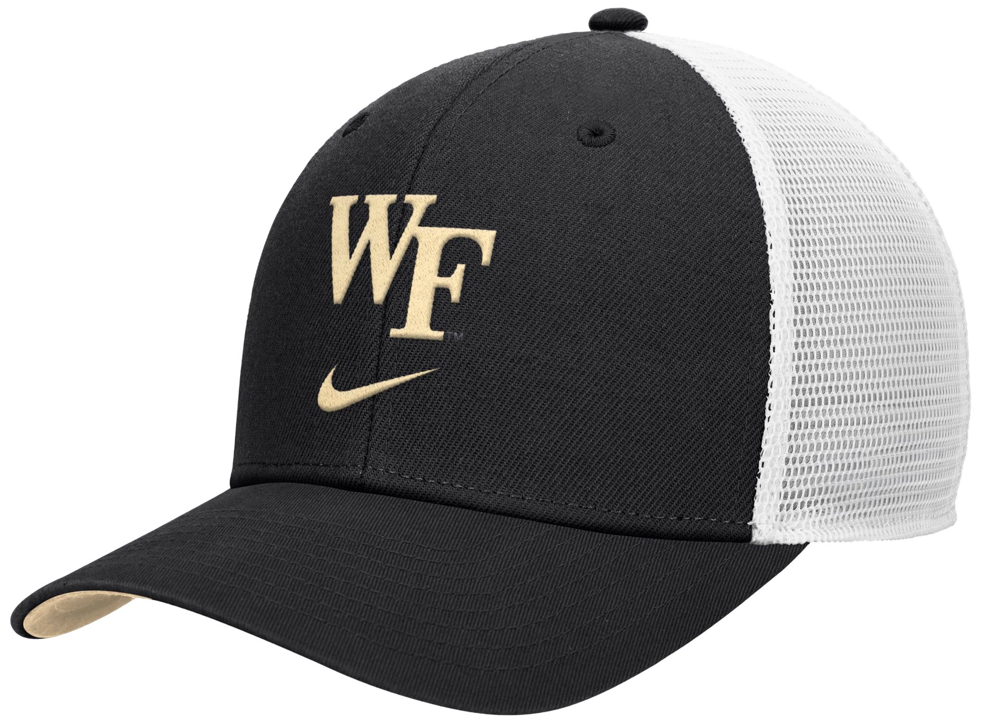 Nike Adult Wake Forest Demon Deacons Black Rise Logo Swoosh Trucker Hat