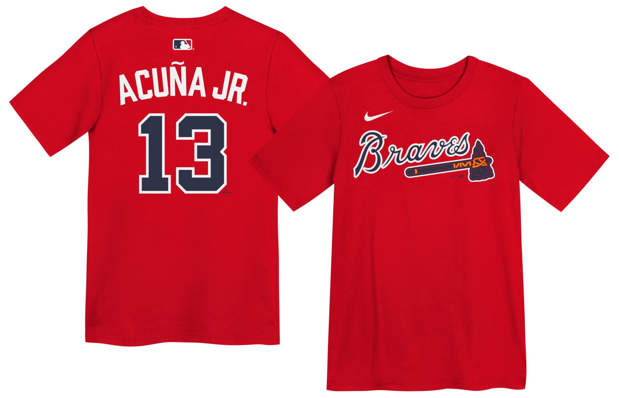 Nike Boys' Atlanta Braves Ronald Acuna #13 Red Home T-Shirt