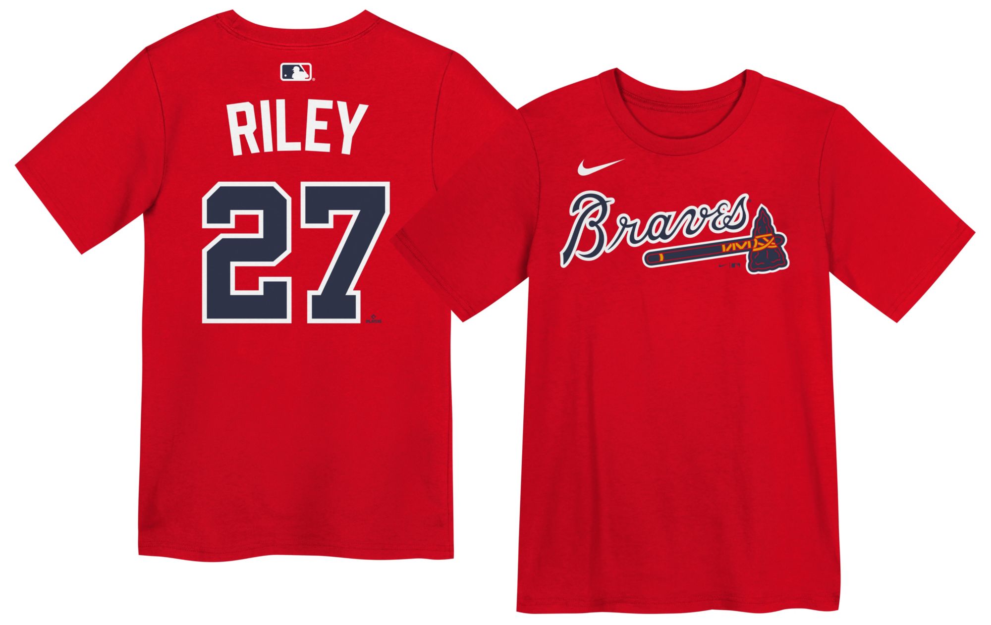Nike Boys' Atlanta Braves Austin Riley #27 Red Home T-Shirt