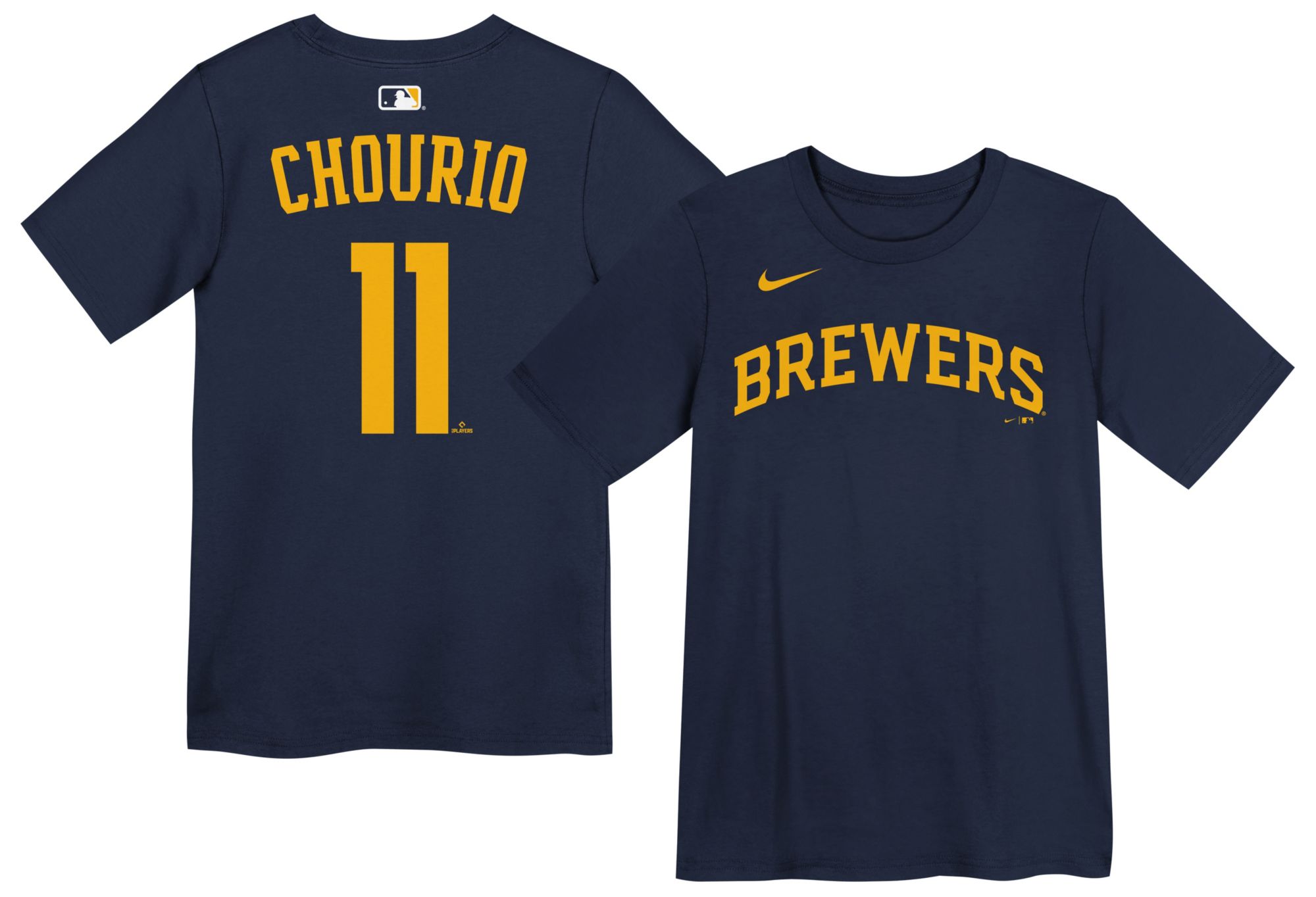 Nike Boys' Milwaukee Brewers Navy Jackson Chourio #11 Home T-Shirt
