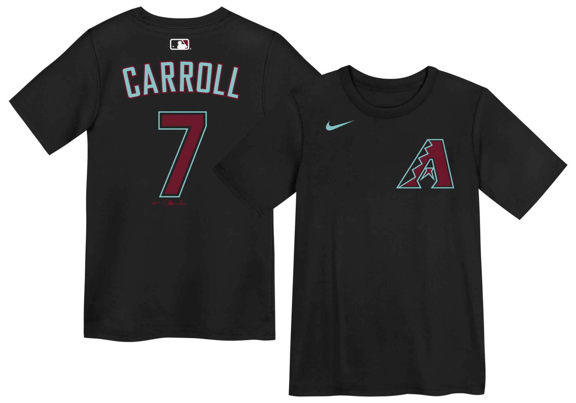 Nike Boys' Arizona Diamondbacks Corbin Carroll #7 Black Home T-Shirt