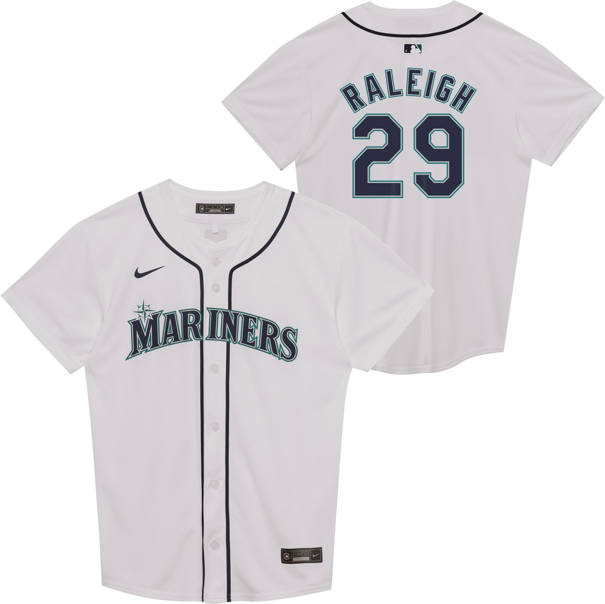 Nike Boys' Seattle Mariners White Kyle Raleigh #29 Home Game Jersey