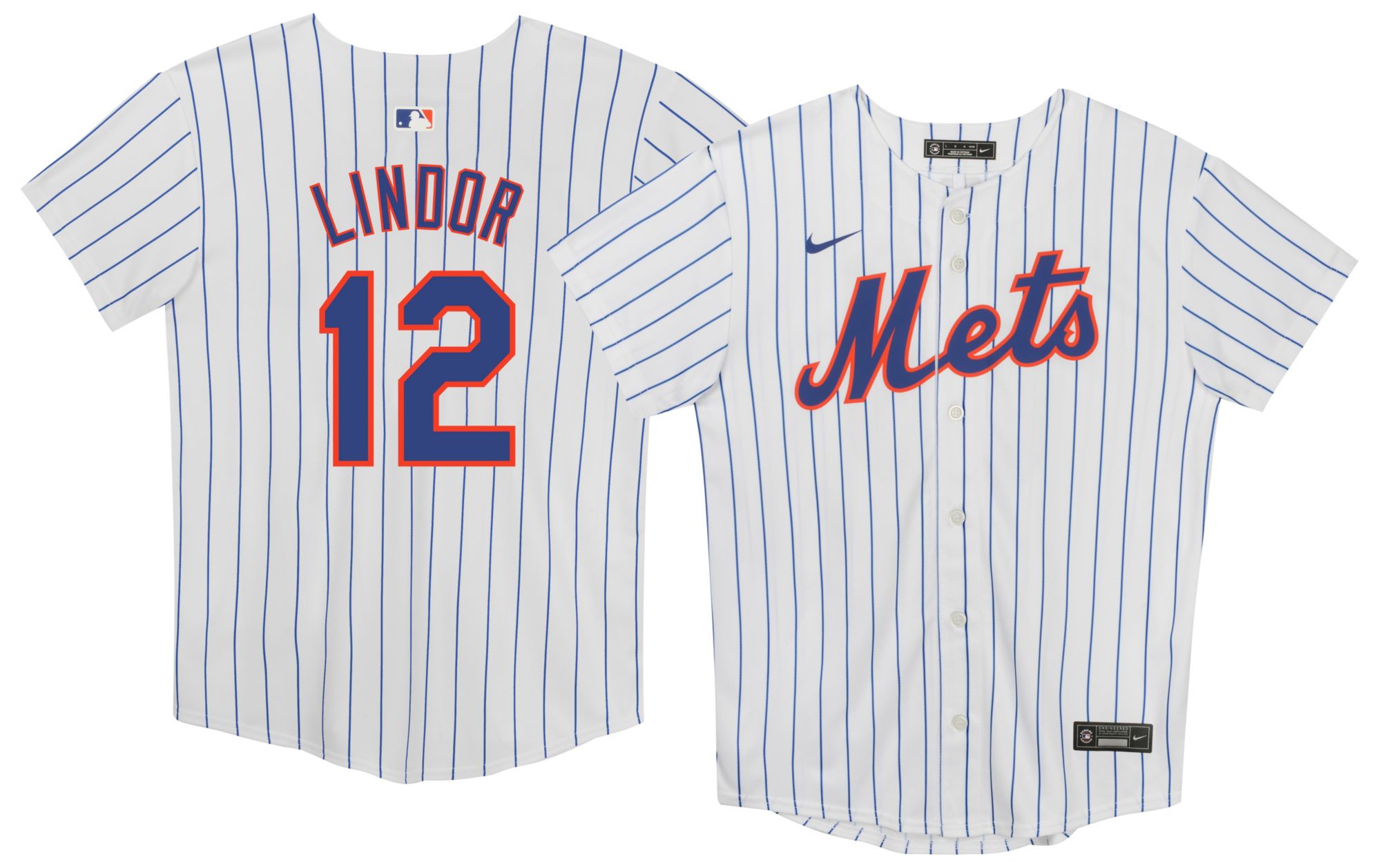 Nike Boys' New York Mets White Francisco Lindor #12 Home Game Jersey