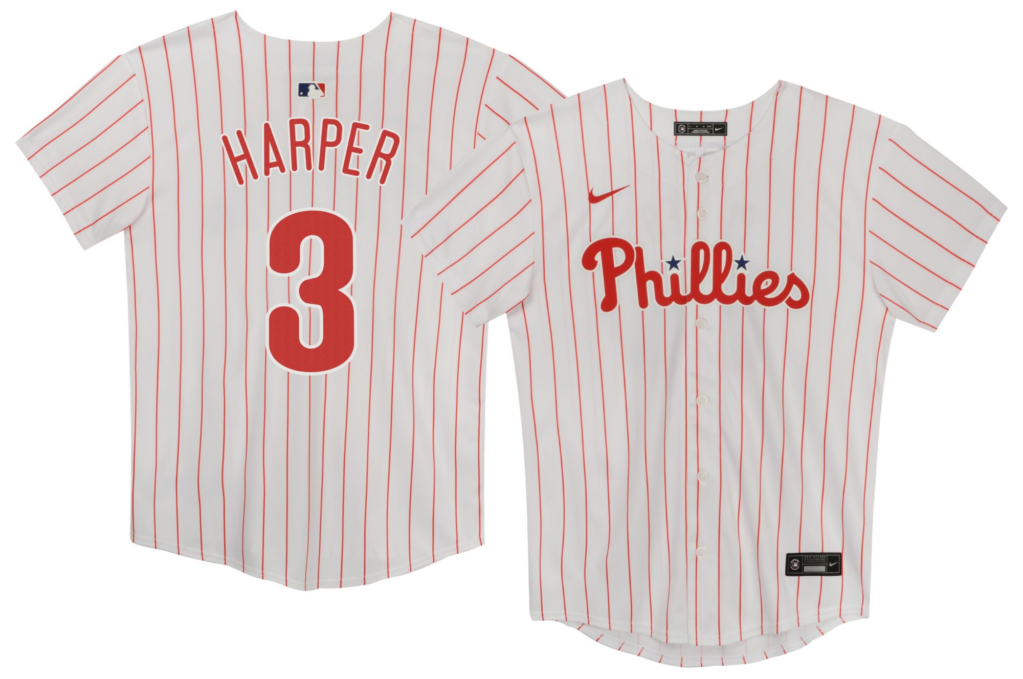 Nike Boys' Philadelphia Phillies White Bryce Harper #3 Home Game Jersey