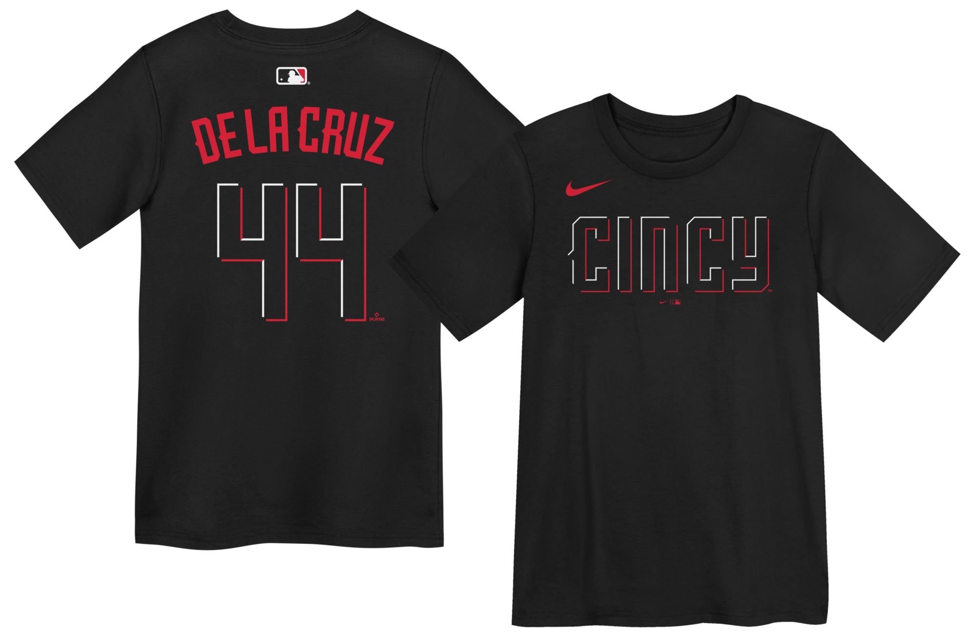 Nike Boys' Cincinnati Reds Black Elly De La Cruz #44 Alternate T-Shirt