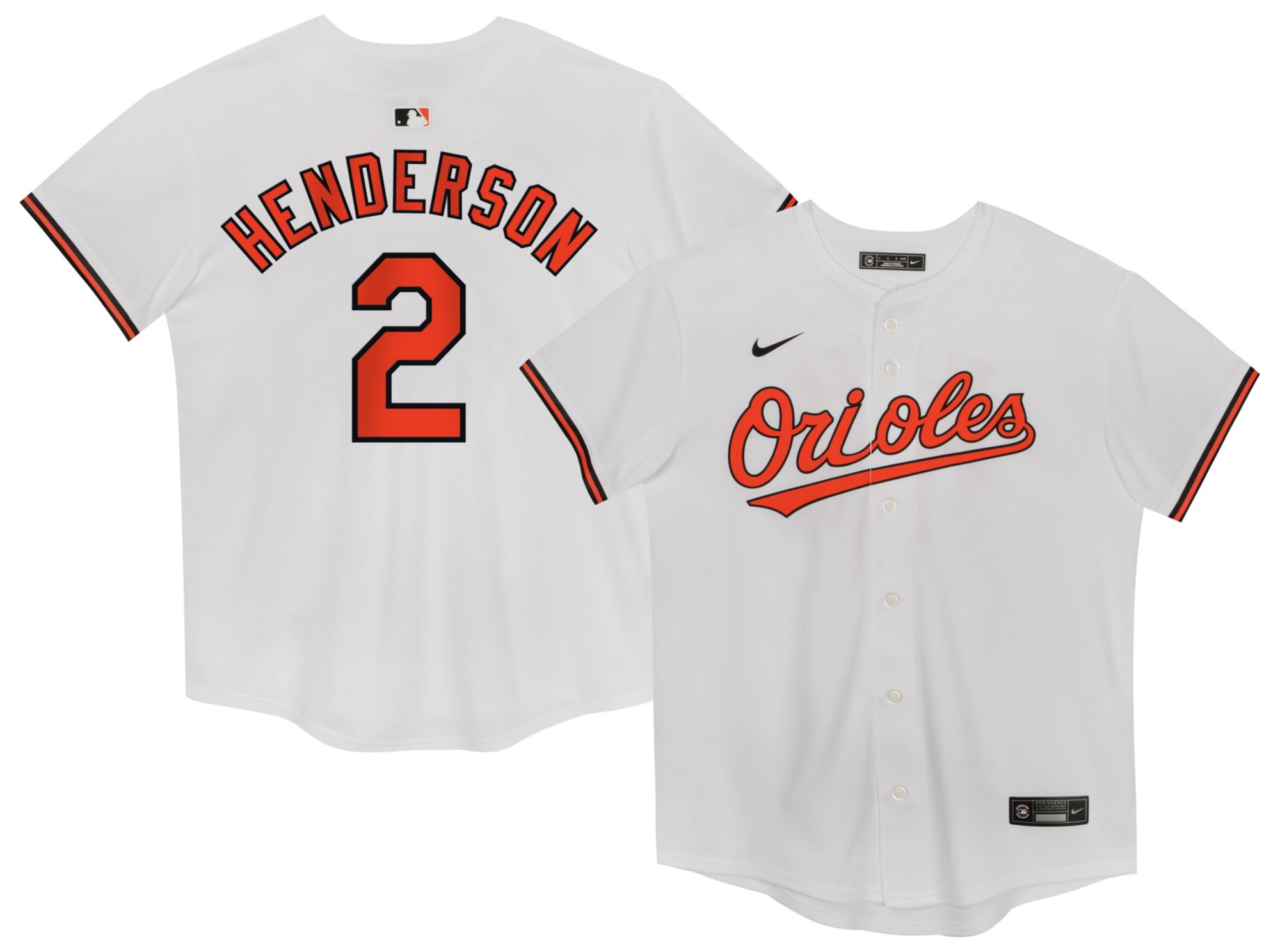 Nike Boys' Baltimore Orioles White Gunnar Henderson #2 Home Game Jersey