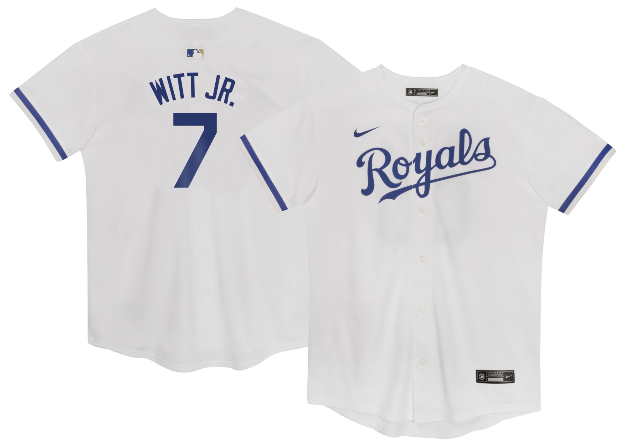 Nike Boys' Kansas City Royals White Bobby Witt Jr. #7 Home Game Jersey