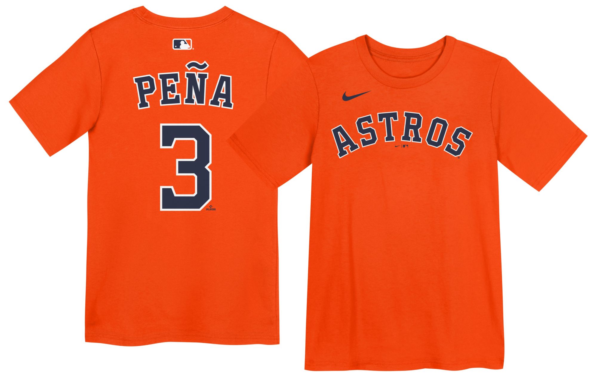 Nike Boys' Houston Astros Orange Jeremy Peña #3 Home T-Shirt