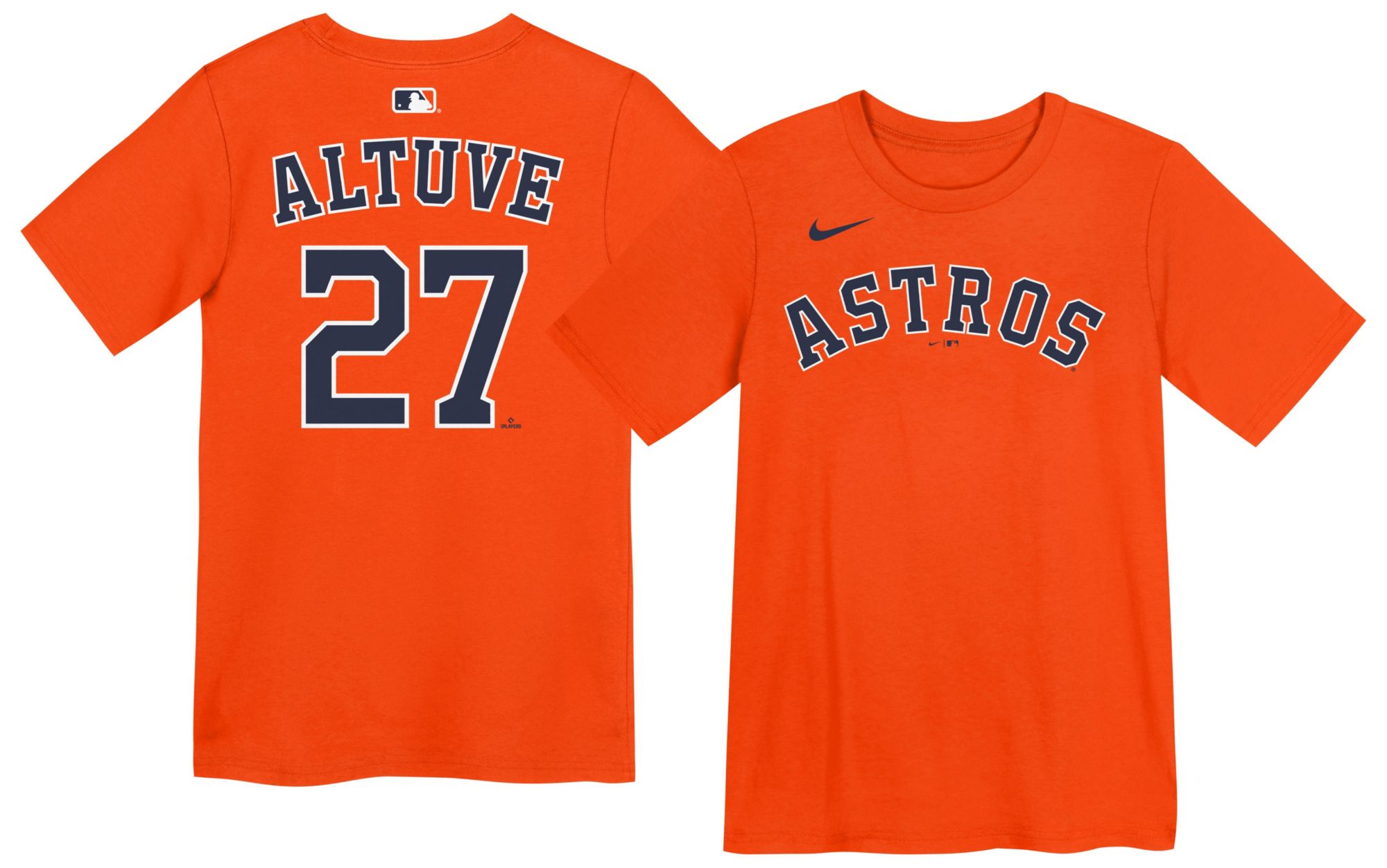 Nike Boys' Houston Astros Jose Altuve #27 Orange Home T-Shirt