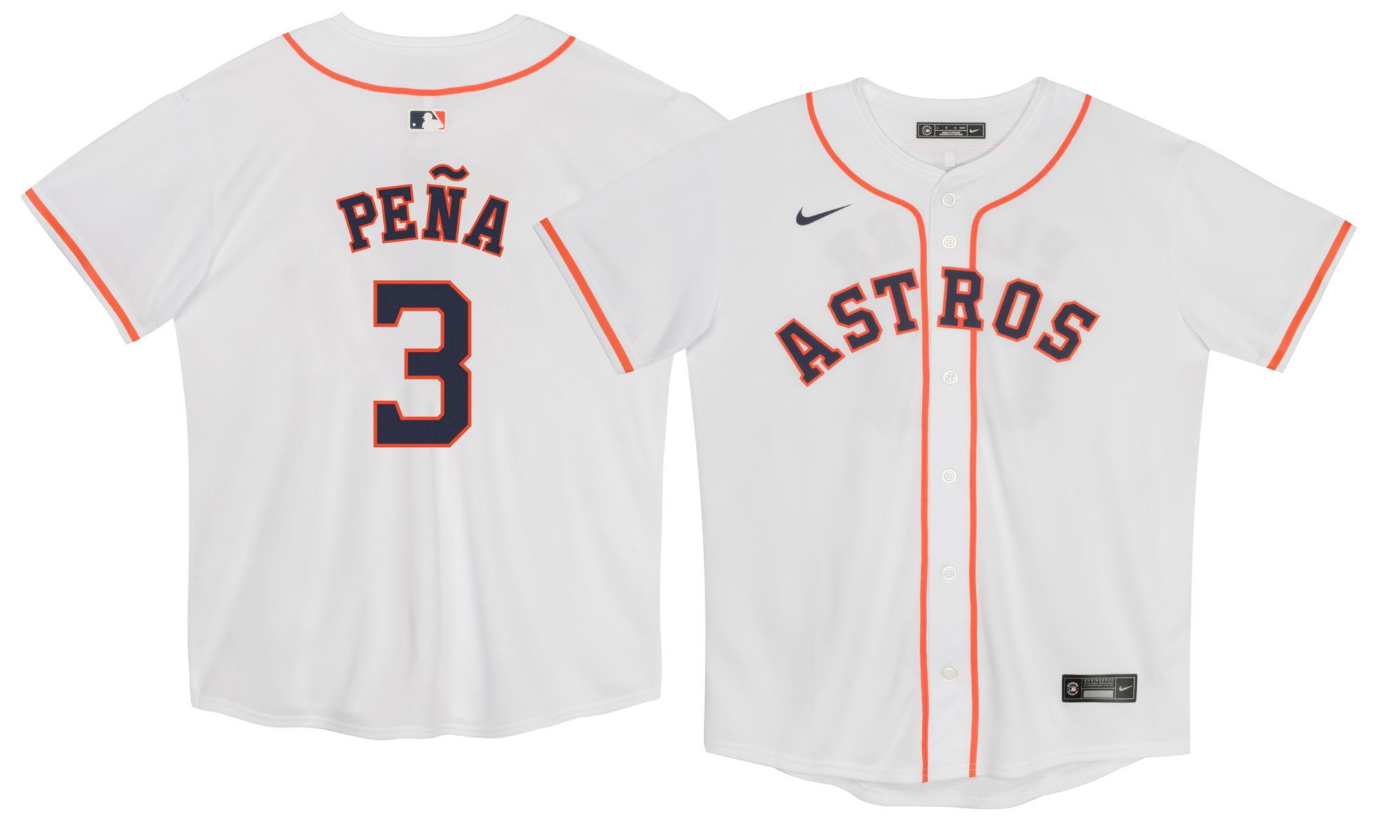 Nike Boys' Houston Astros White Jeremy Peña #3 Home Game Jersey