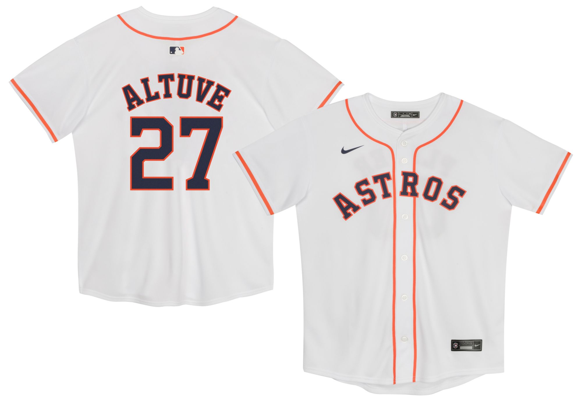 Nike Boys' Houston Astros White Jose Altuve #27 Home Game Jersey