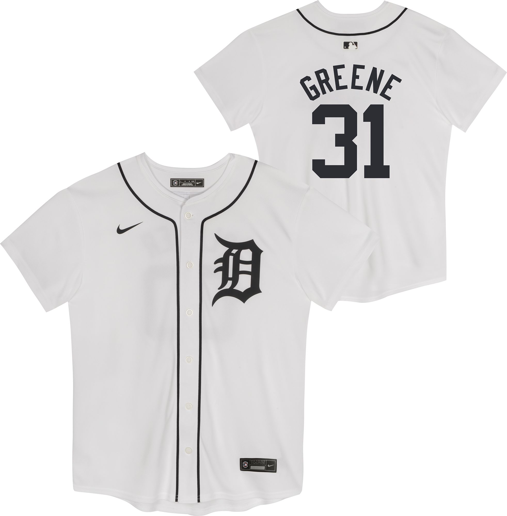 Nike Boys' Detroit Tigers White Riley Greene #31 Home Game Jersey