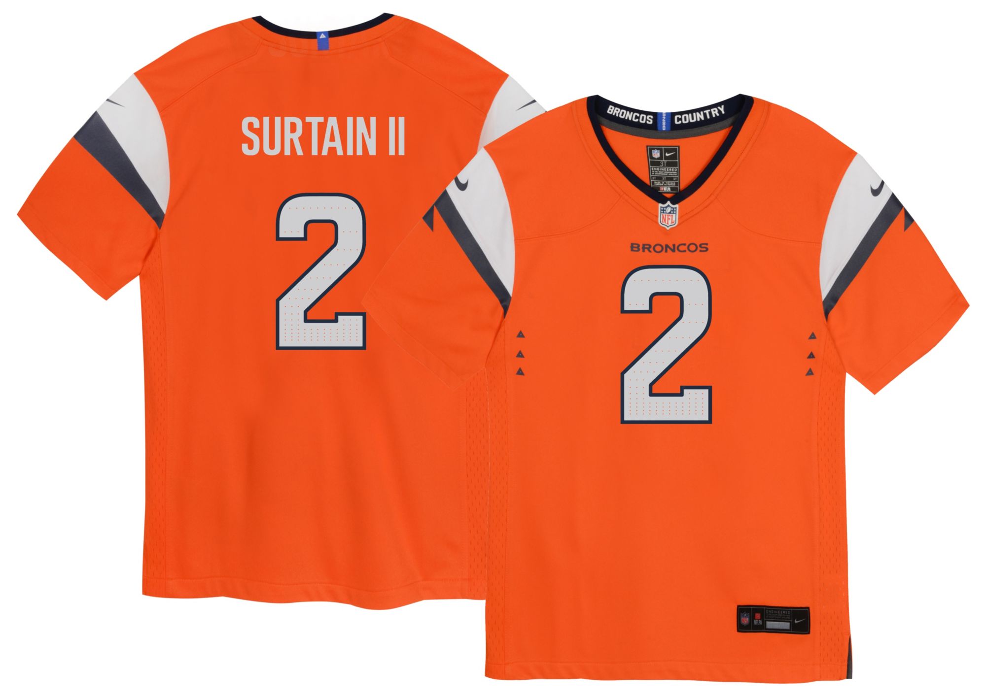 Nike Boys' Denver Broncos Patrick Surtain II #2 Orange Home Game Jersey