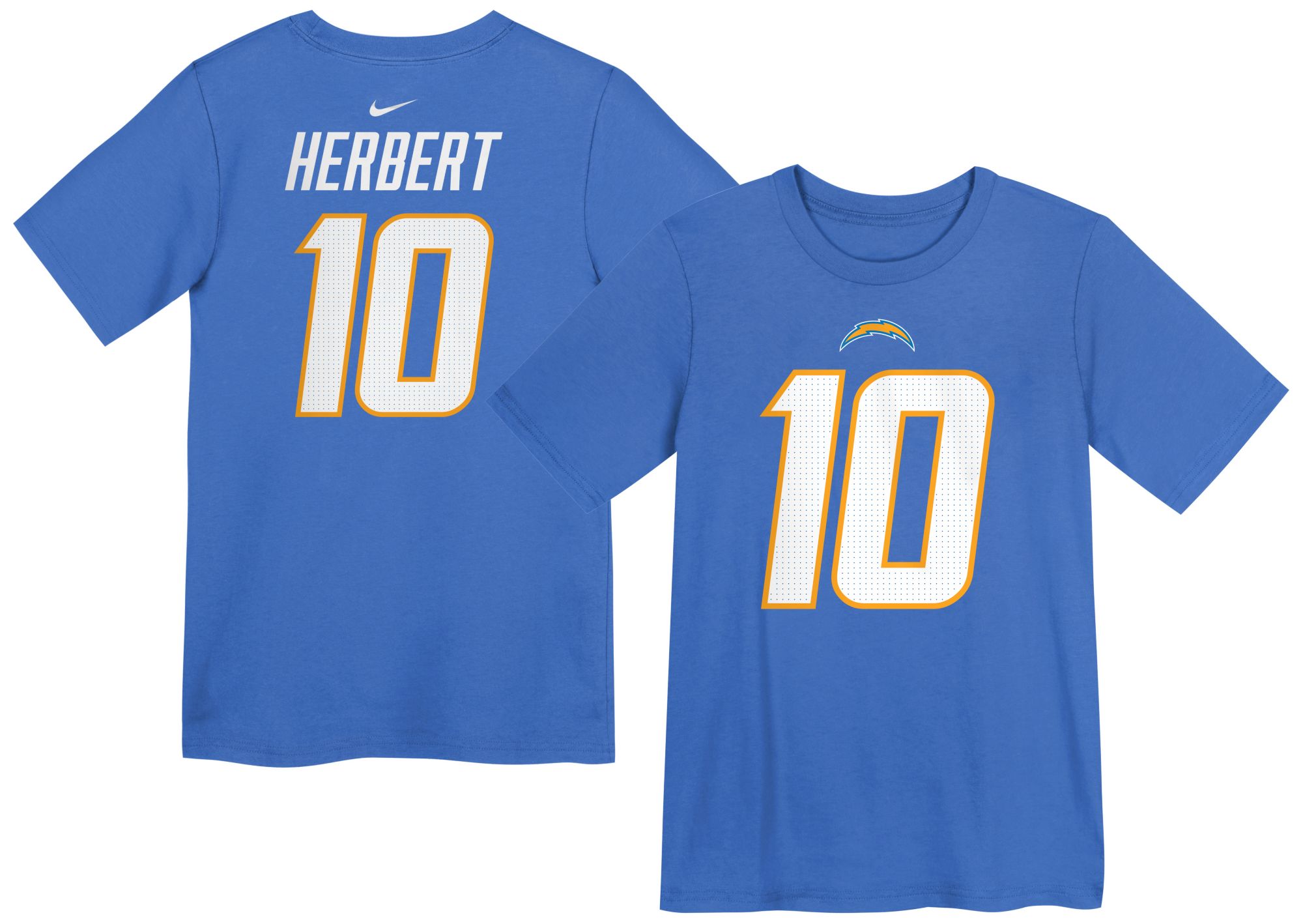 Nike Boys' Los Angeles Chargers Justin Herbert #10 Italy Blue T-Shirt