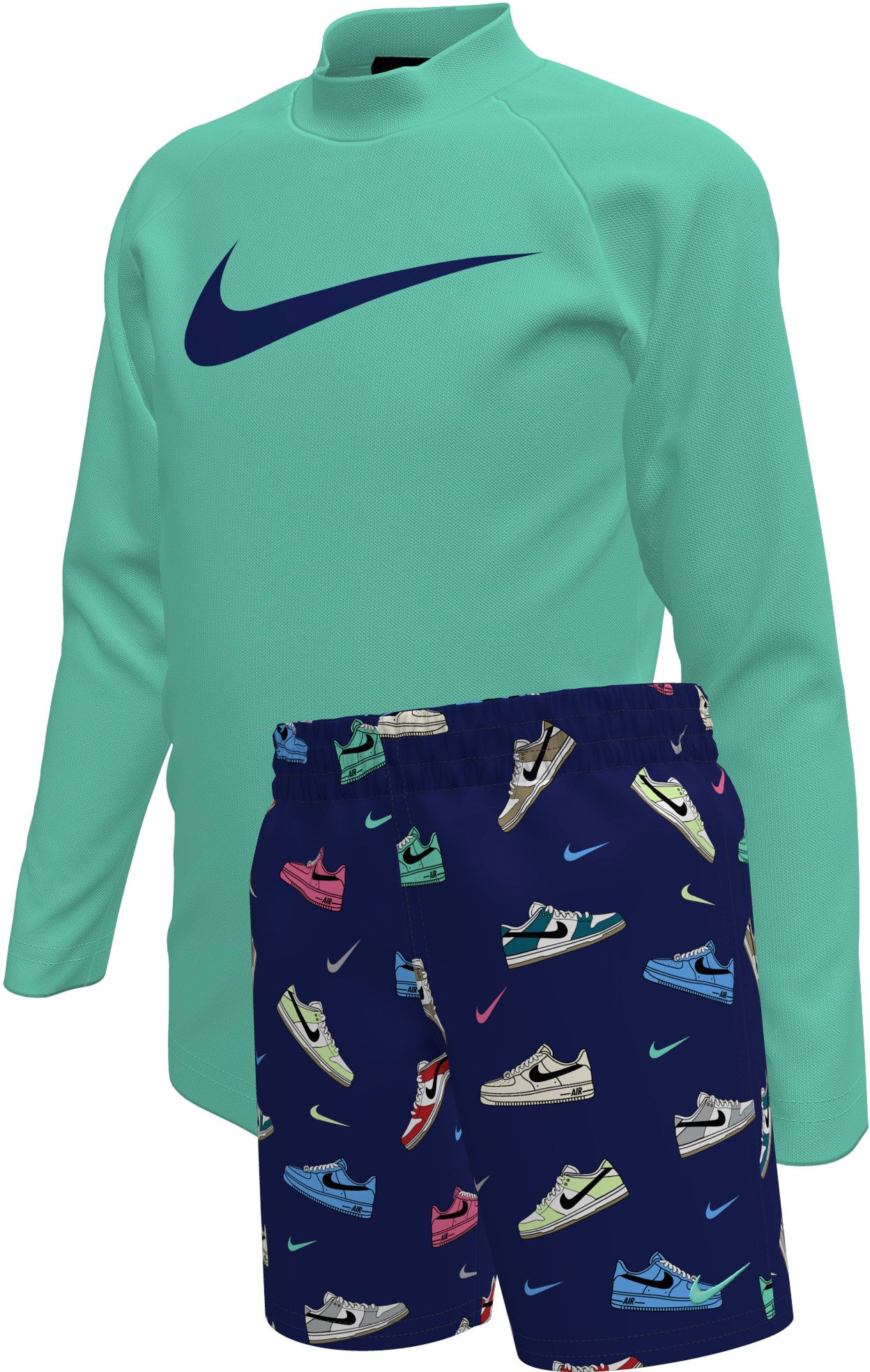 Nike Little Boys' Sneaker Print Long Sleeve Top &amp; Short Swim Set