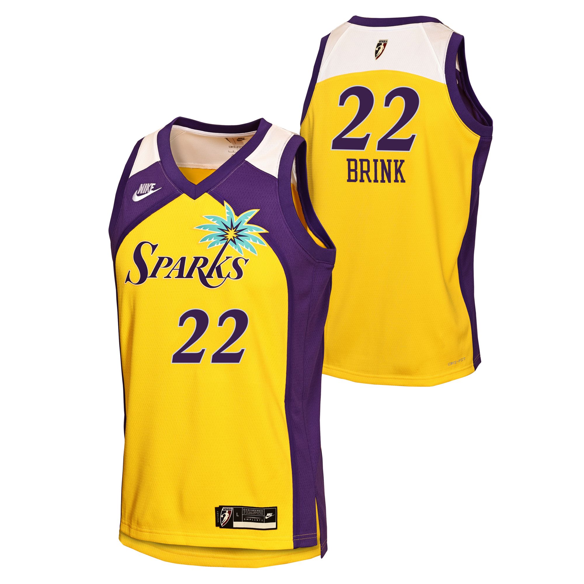 Nike Boys' Los Angeles Sparks Yellow Hardwood Classics Replica Jersey