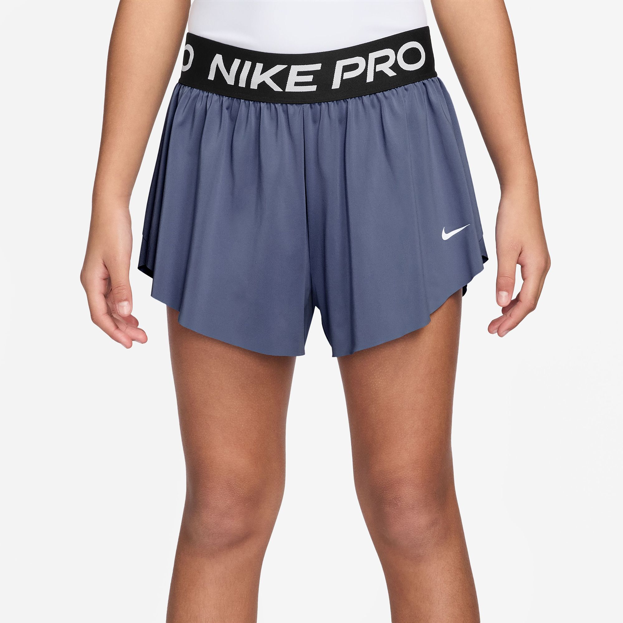 Nike Girls' Pro Dri-FIT 2-In-1 Shorts, Medium, Diffused Blue/White