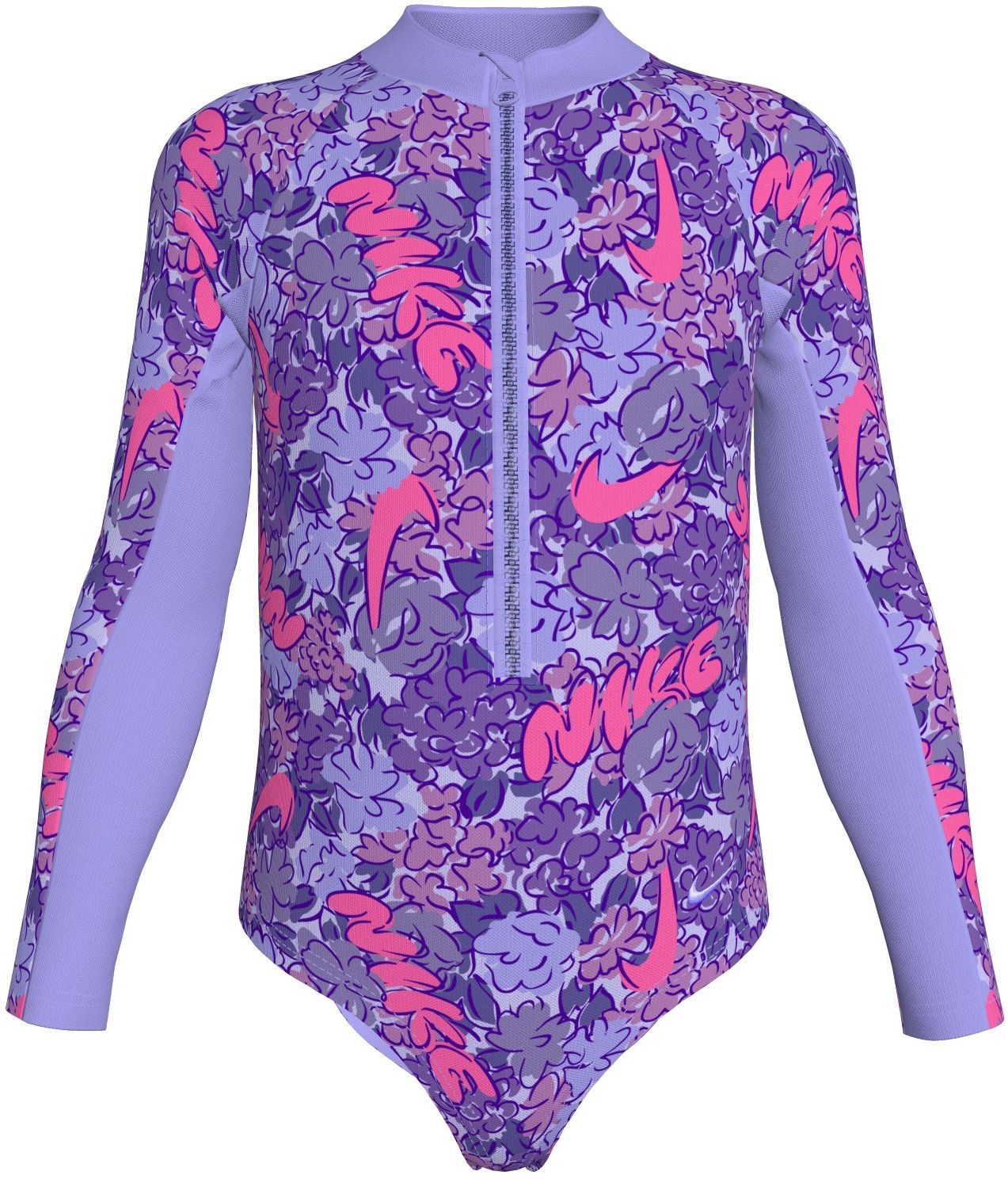 Nike Girls' Doodle Floral Long Sleeve One Piece Swimsuit