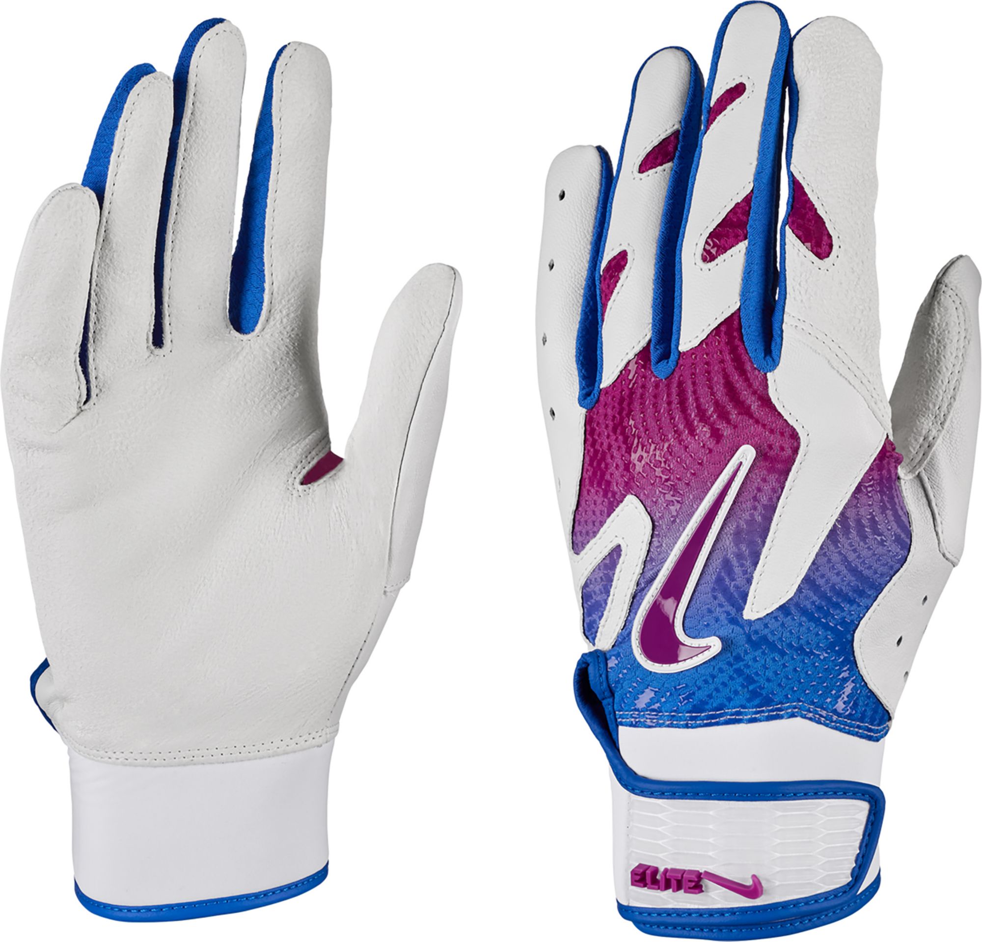 Nike Adult Alpha Elite 2.0 Batting Gloves, Men's, Small, White/Purple
