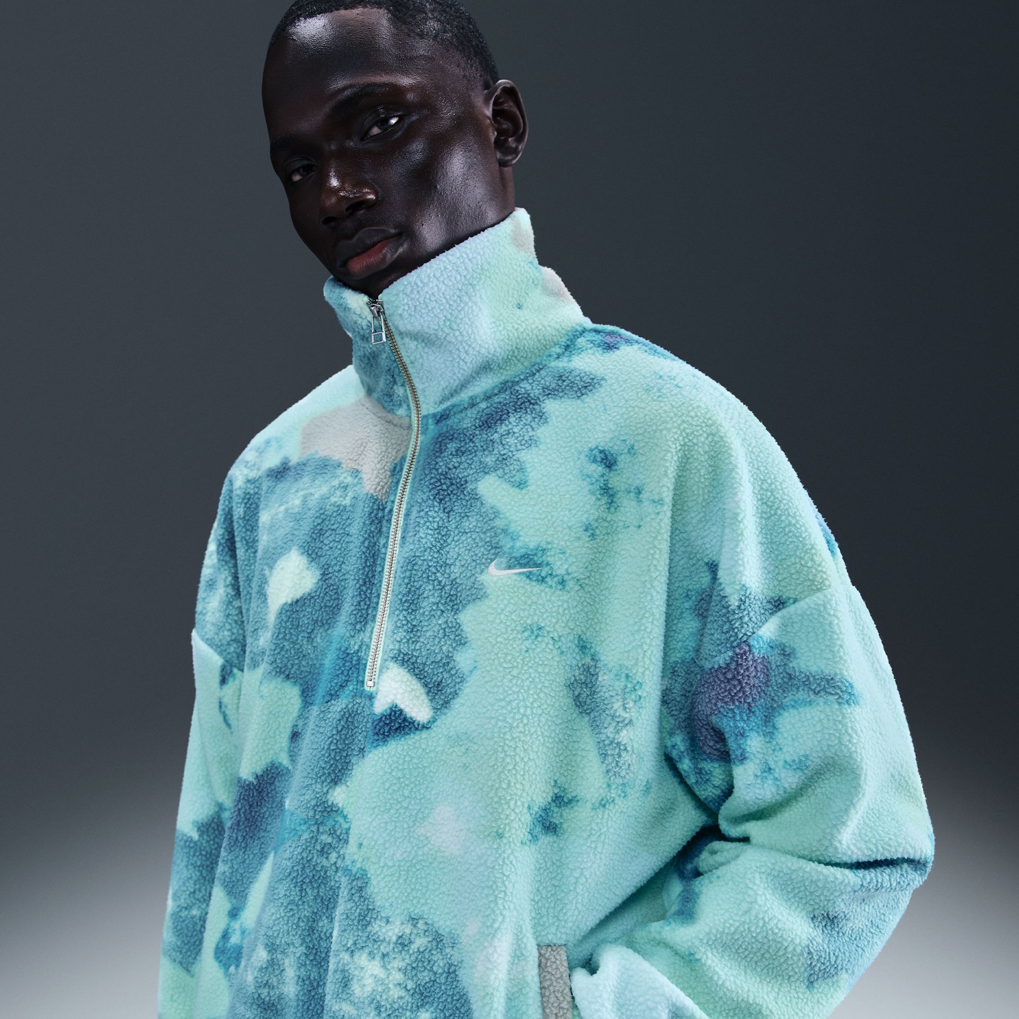 Nike Men's Therma-FIT 1/2 Zip Printed Sherpa Jacket